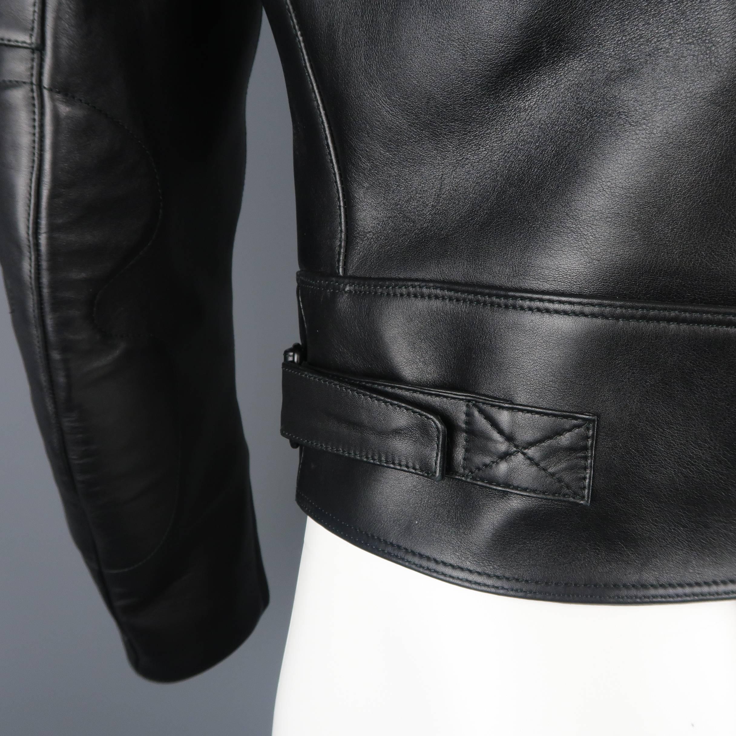 Vetements Black Leather Polizei Cropped Moto Jacket  4