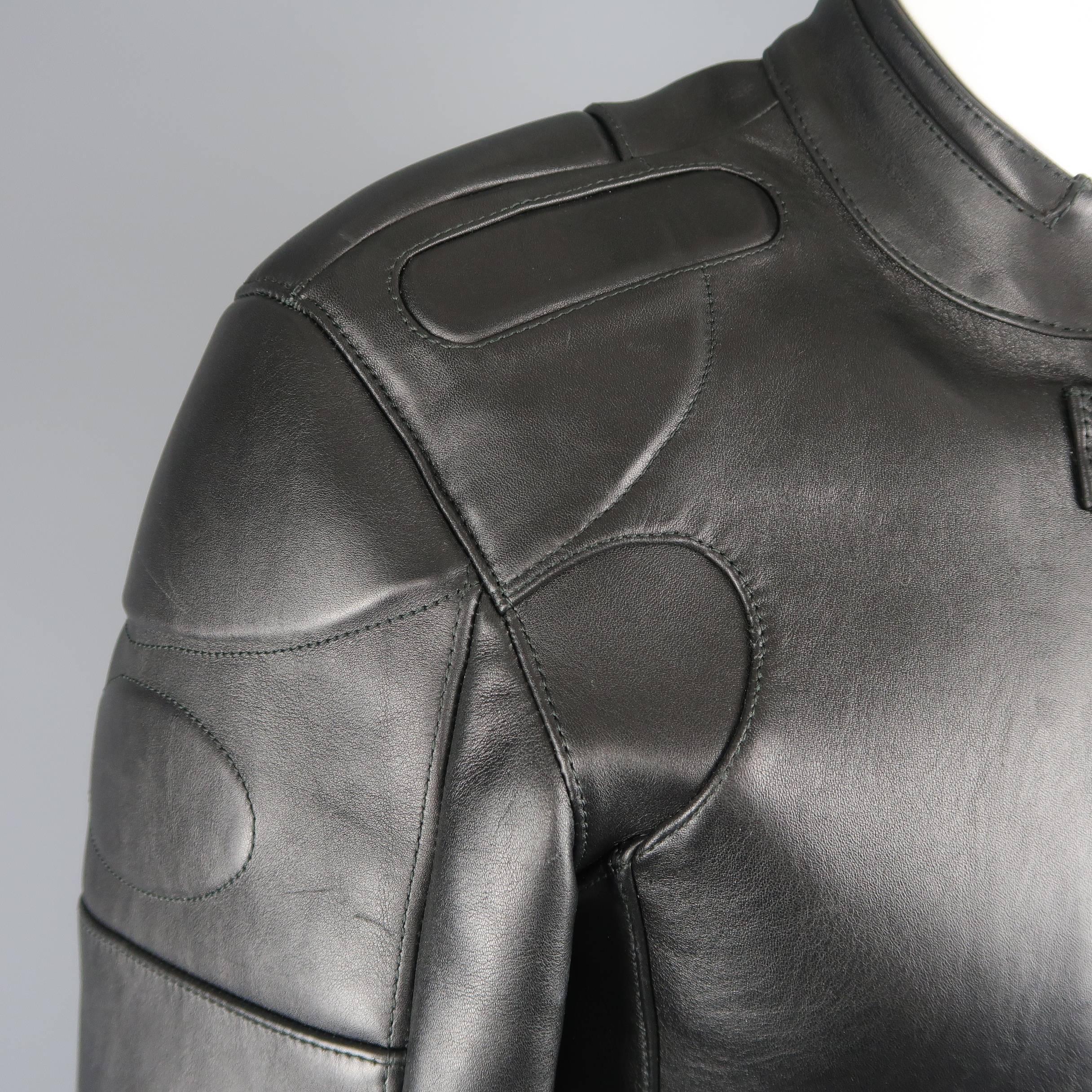 Vetements Schwarze Polizei Moto-Jacke aus Leder in Kurzform für Damen oder Herren