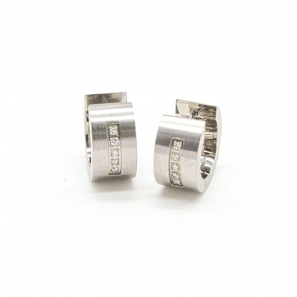 Steel and Diamonds Earrings for women : 10x 0.10ct Brilliant Cut Diamonds : 316L Steel : 9.39 grams.  Sizes : Diameter 14mm, Width 7mm  Brand new item  Ref.:D363917SO