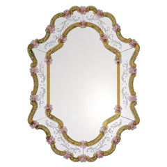 Vetrai Amber/Pink Murano Glass Mirror