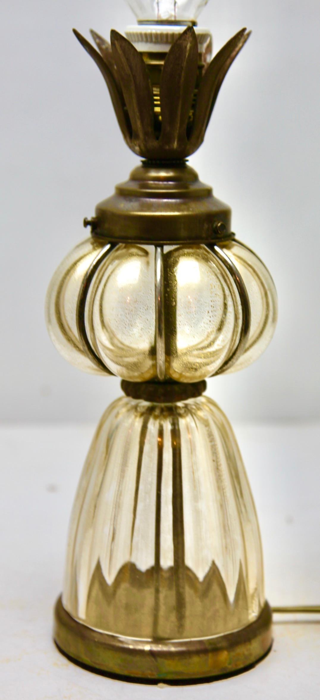 Vetreria Archimede Seguso Murano gold leaf glass Table lamp… im Angebot 3