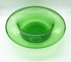 Vetreria Empoli Large Murano Green Glass Top Hat Shaped Vase or Bowl, 1960s