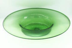 Vetreria Empoli Large Murano Green Glass Top Hat Shaped Vase or Bowl, 1960s