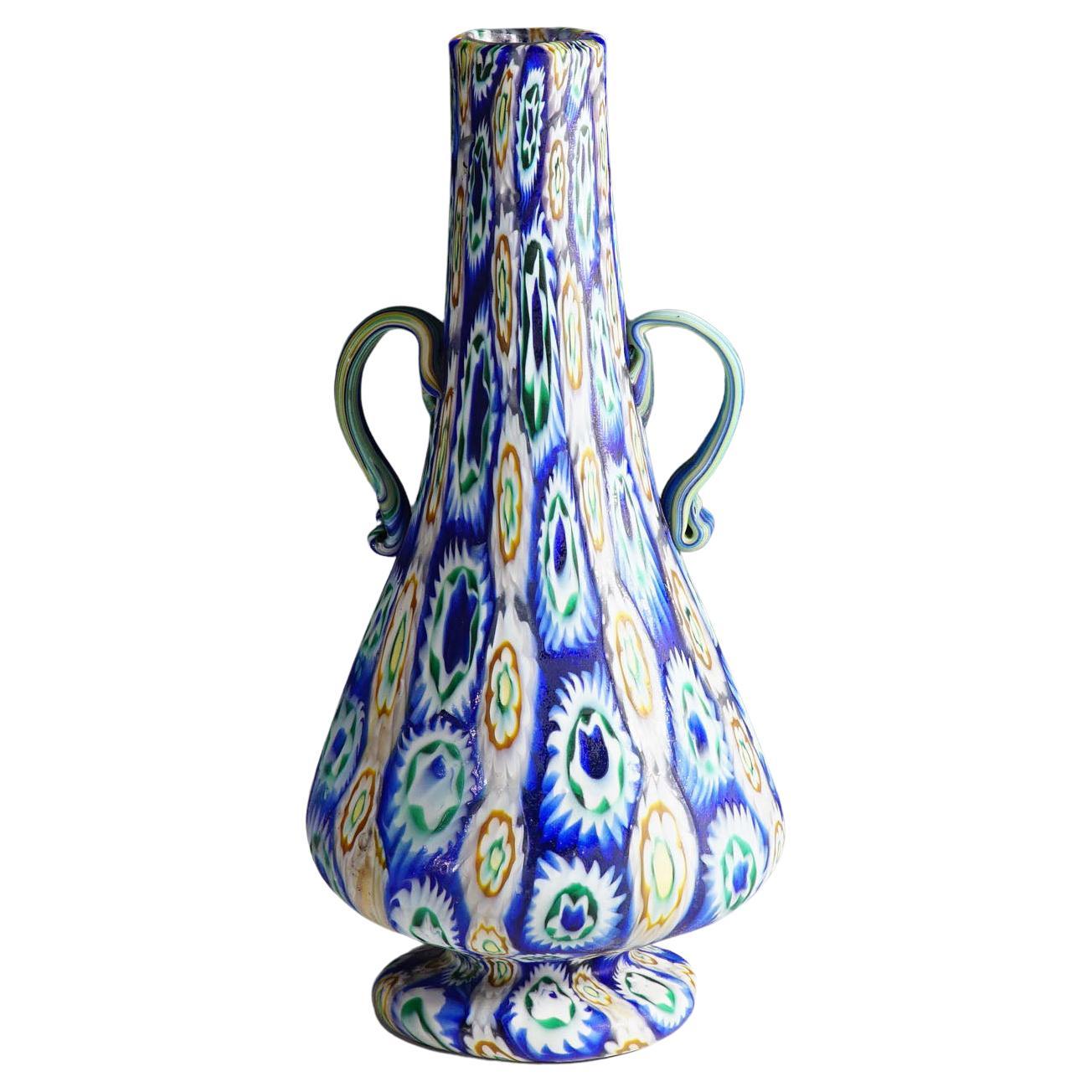 Vase Millefiori Murrine de Vetreria Fratelli Toso, Murano Début du 20e siècle