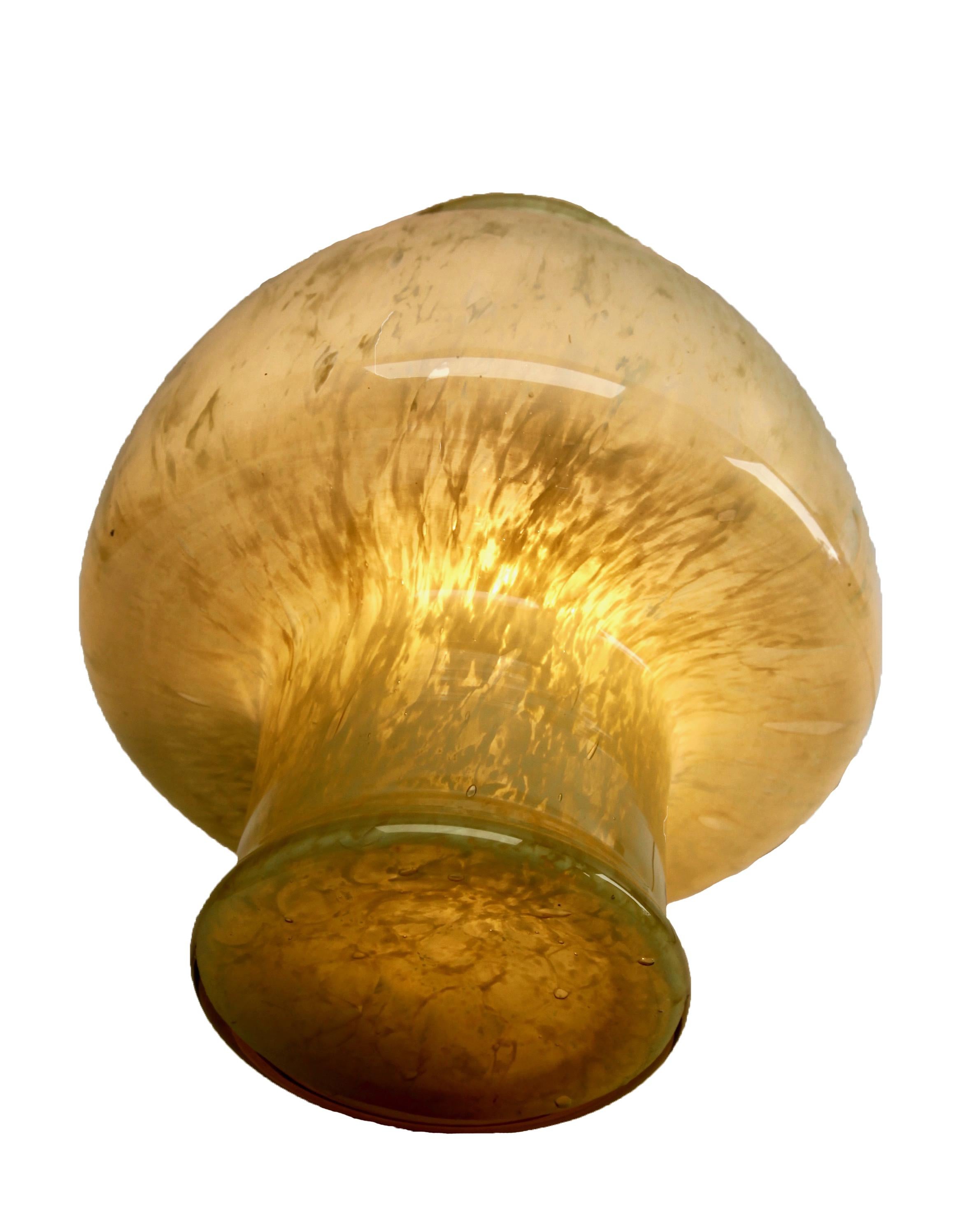 Mid-Century Modern Vetreria LAG 'Murano)', Pair of Mushroom Table Lamps in Cloudy Amber '1970s'