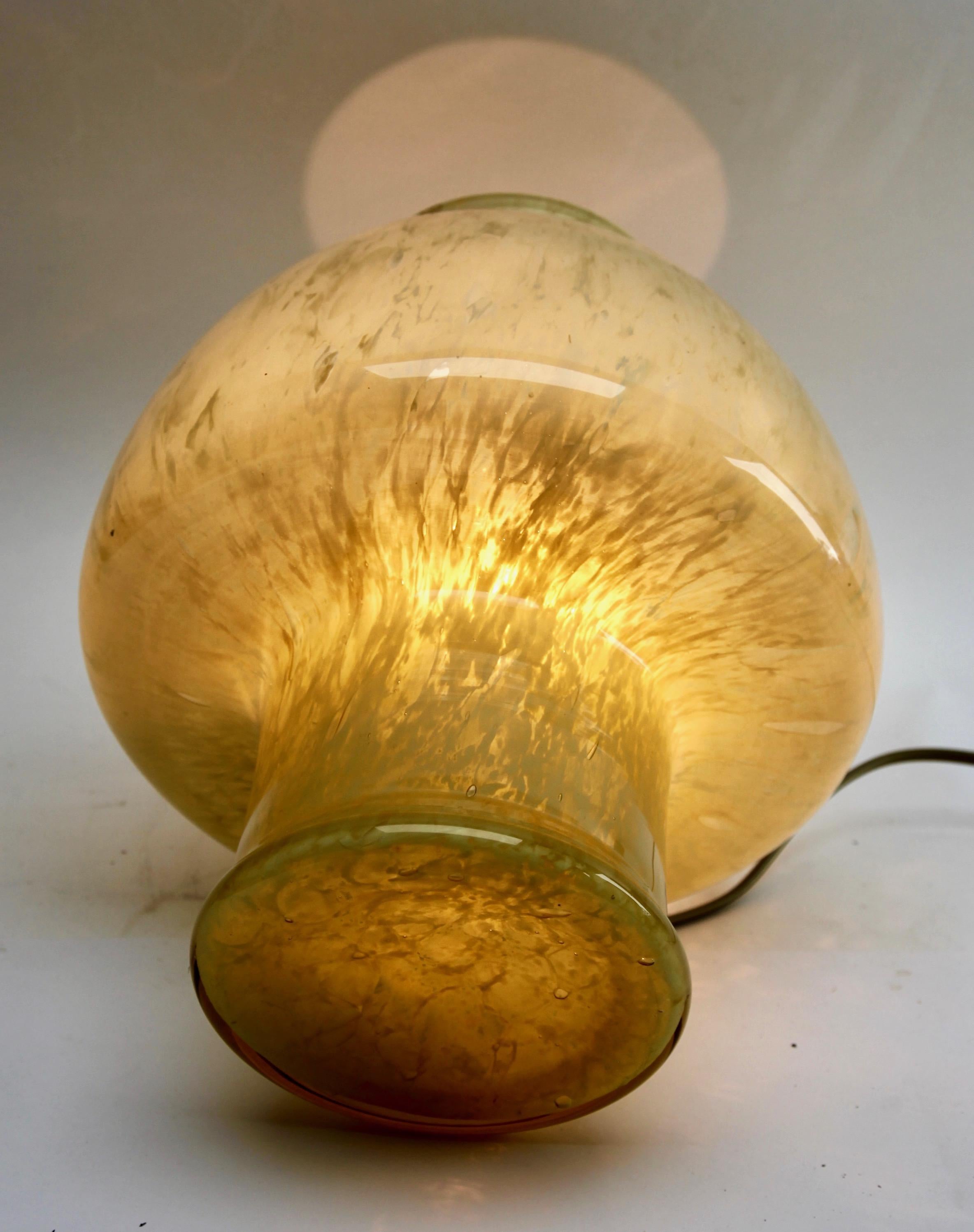 Murano Glass Vetreria LAG 'Murano)', Pair of Mushroom Table Lamps in Cloudy Amber '1970s'