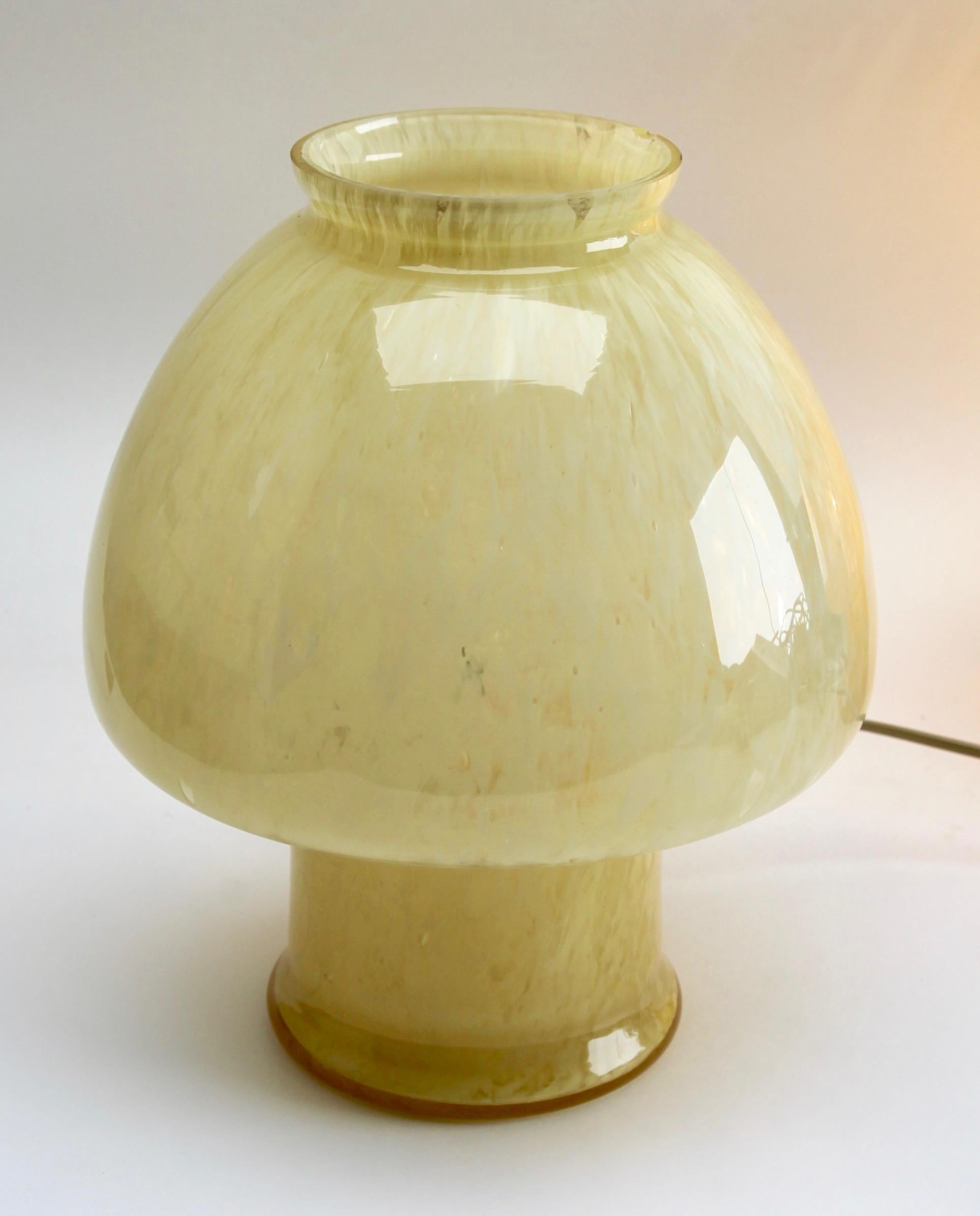 Vetreria LAG 'Murano)', Pair of Mushroom Table Lamps in Cloudy Amber '1970s' 1