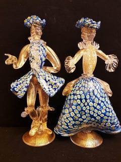 Fratelli Toso murano glass Milefiori Dancers with Gold Leaf