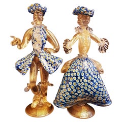 Fratelli Toso murano glass Milefiori Dancers with Gold Leaf