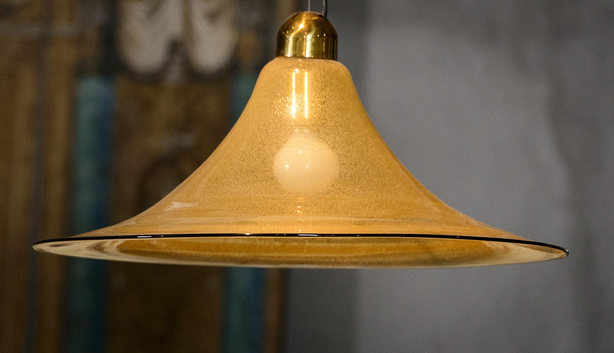 20th Century Vetreria Vistosi Golden Glass Pendant For Sale