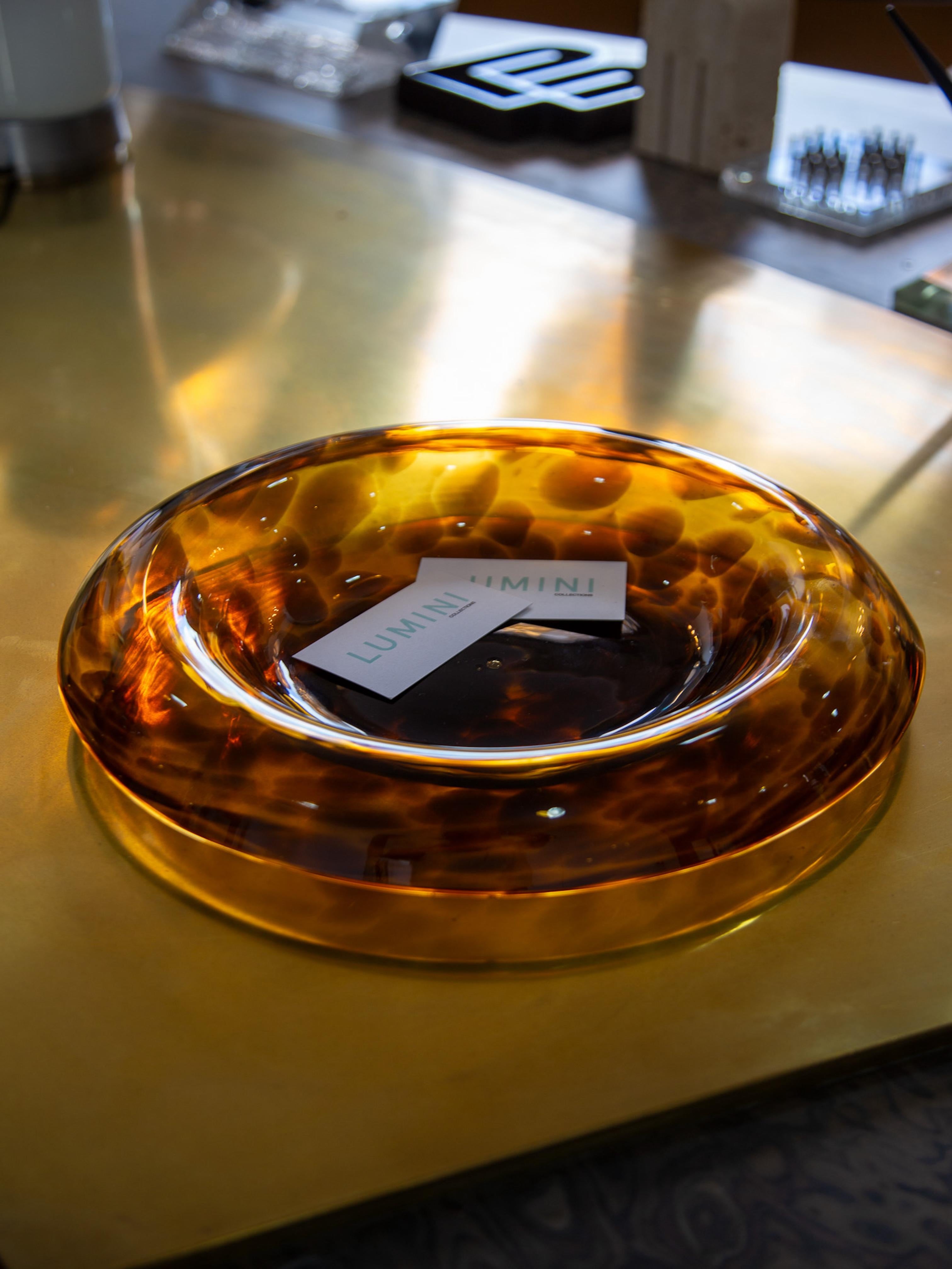 Mid-Century moderno Centrotavola in vetro di Murano ambrato di Vetri Empoli per Christian Dior