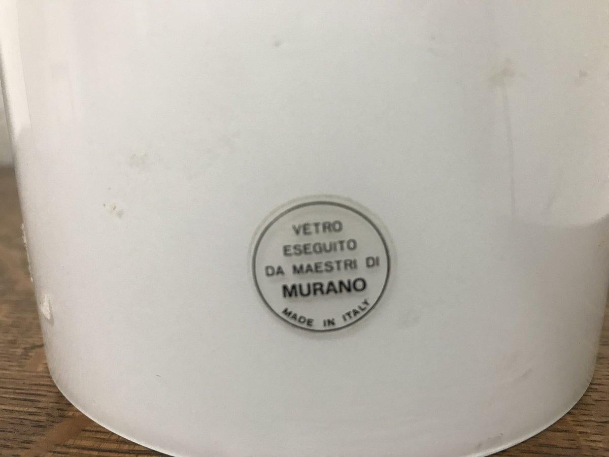Vetri Murano, a Rare Pair of Midcentury White Opaque Glass Mushroom Lamps 2