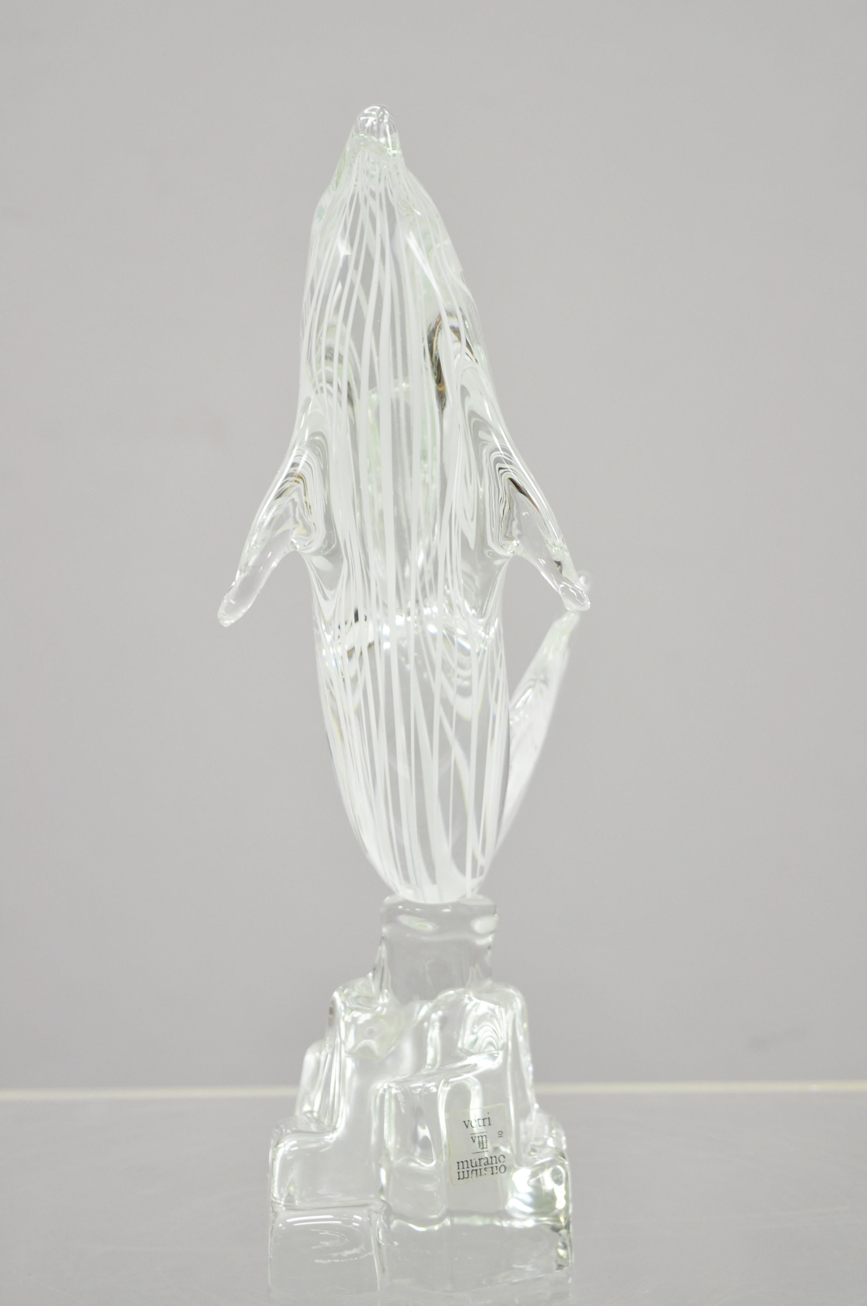 Vetri Murano Crystal Glass Italian Dolphin Fish Sculpture For Sale 3
