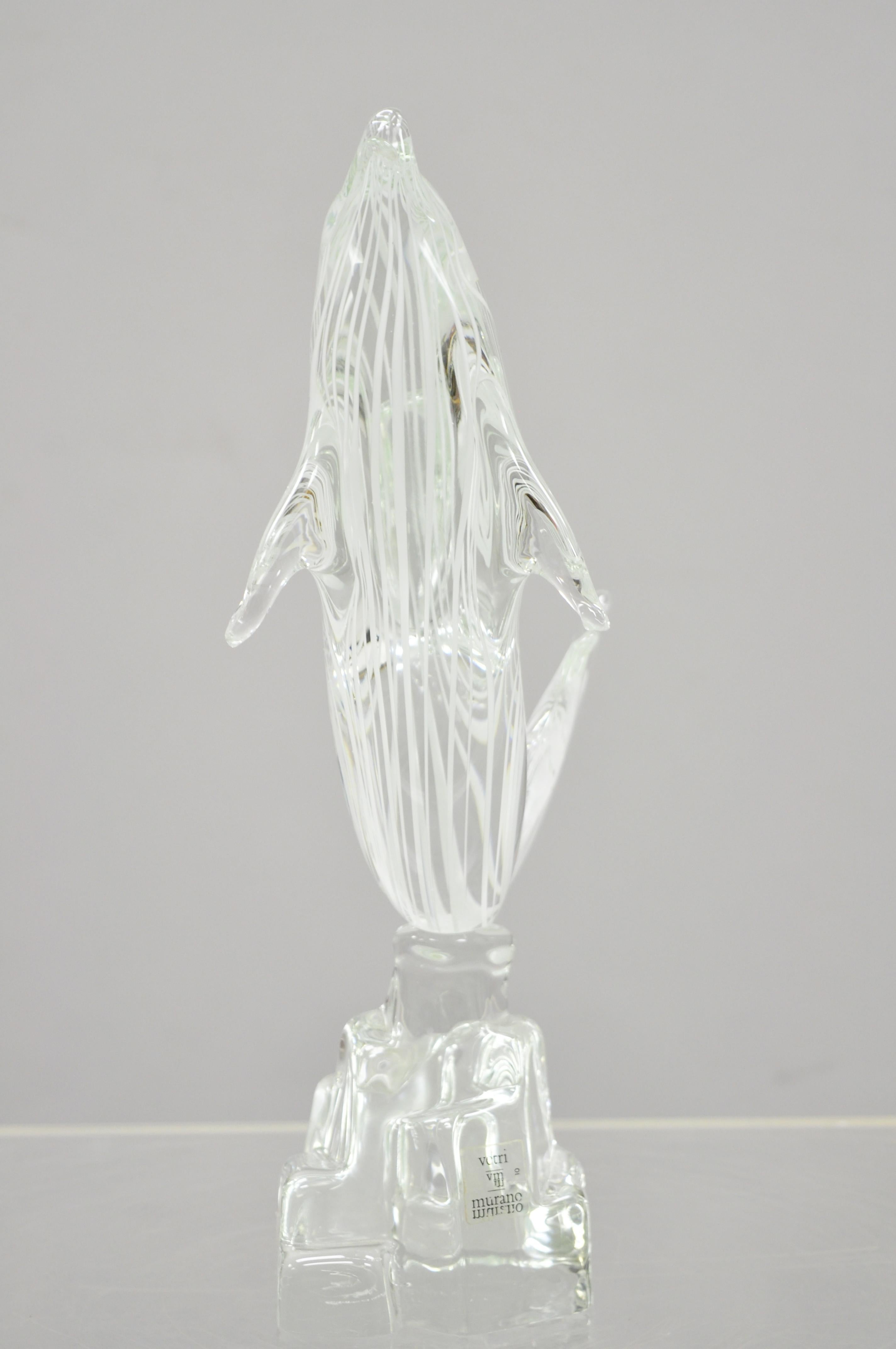 Vetri Murano Crystal Glass Italian Dolphin Fish Sculpture en vente 4