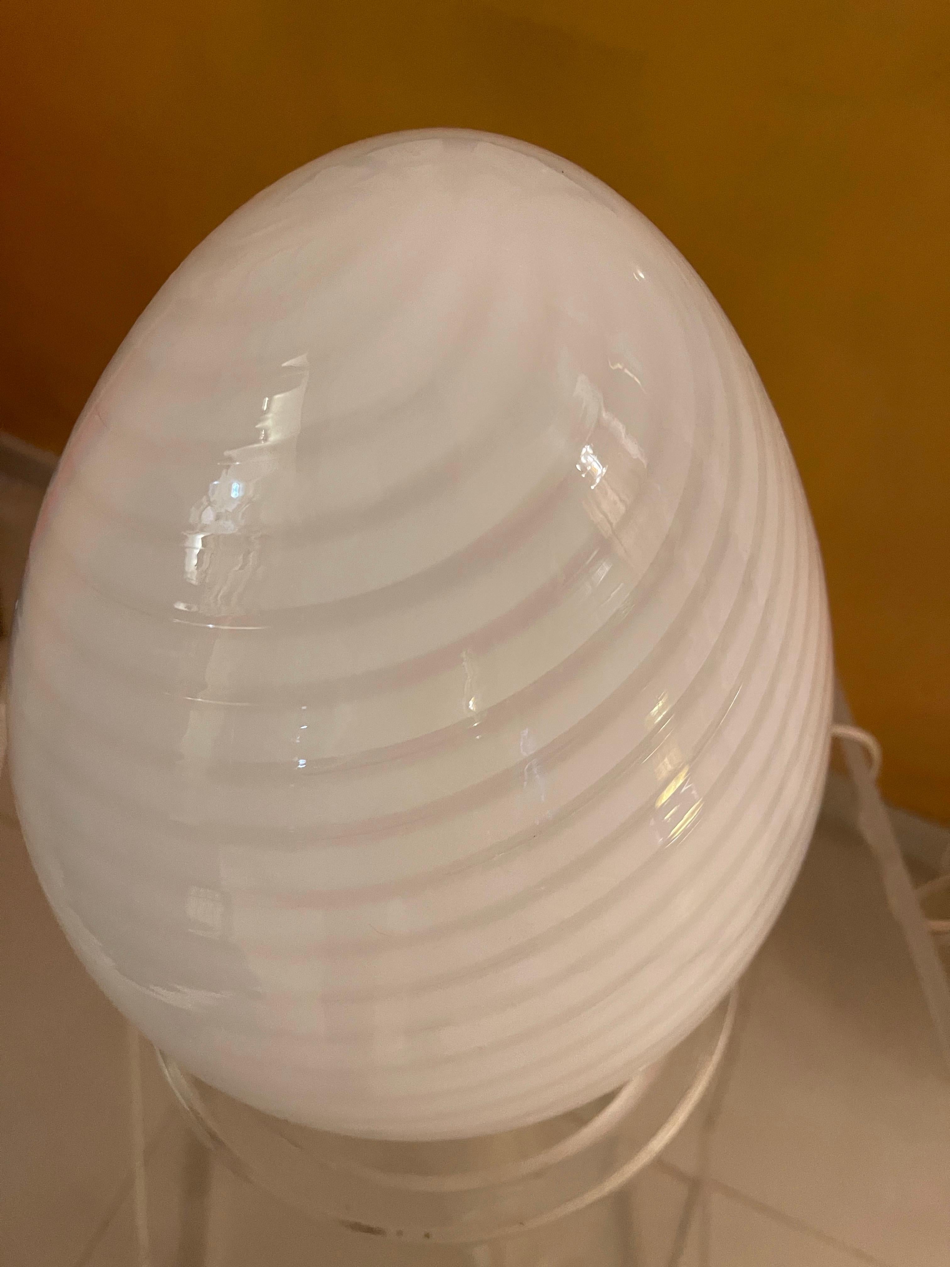 Superb Vetri EGG Table Lamp Murano glass . The Design and the quality of the glass make this piece the best of the Italian Design.
This unique Floor lamp by Vetri in ice frost bicolore glass murano are exceptional.

This Pieces of Arts glass