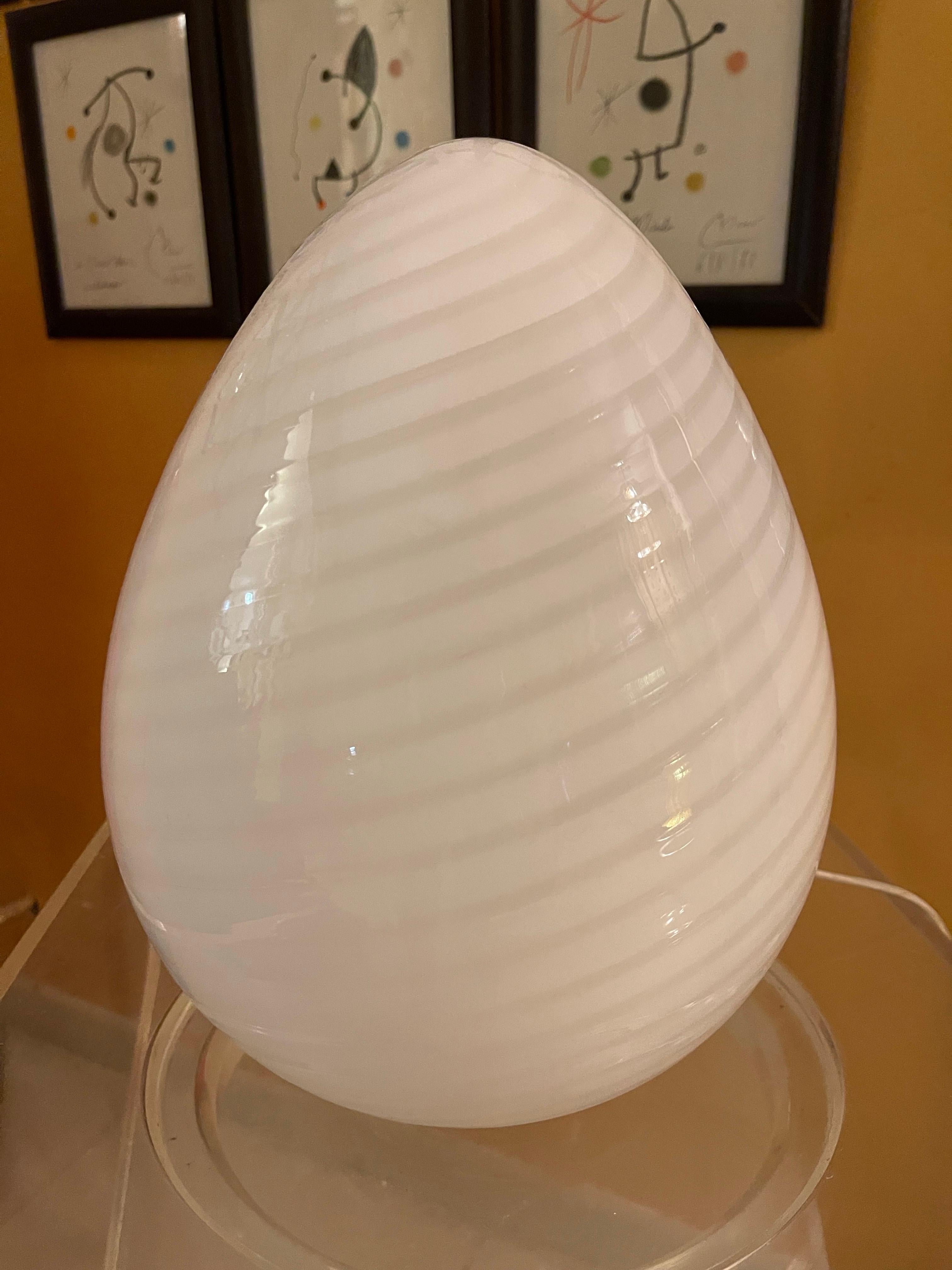 Italian Vetri Murano Egg-Shape Art Glass Murano Table Lamp , italian 1980 For Sale