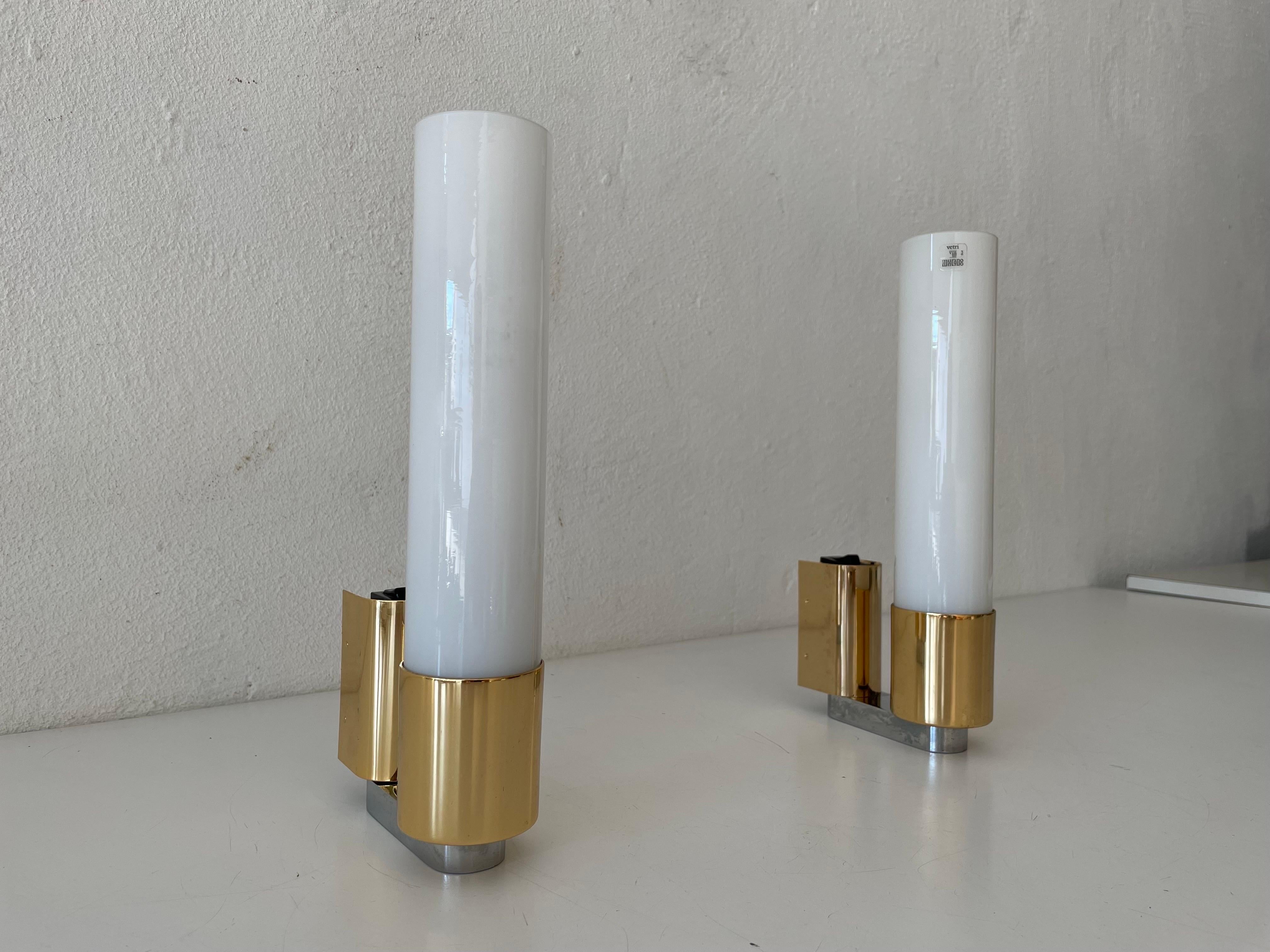 Italian Vetri Murano Glass Gold Elegant Pair of Sconces by Egoluce, 1980s, Italy For Sale