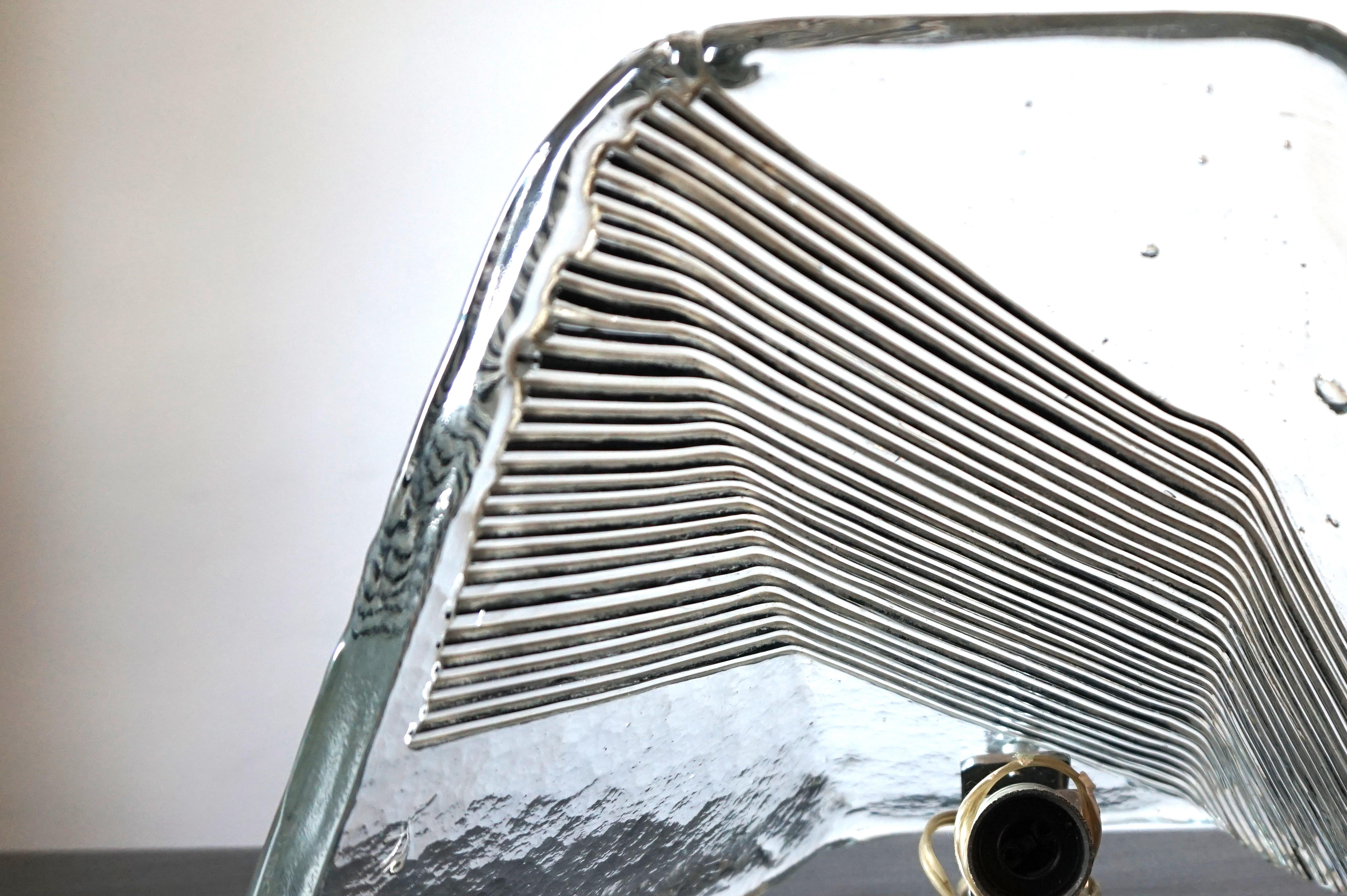 Lampada da parete in vetro ghiaccio di Vetri Murano, 1970 in vendita 5