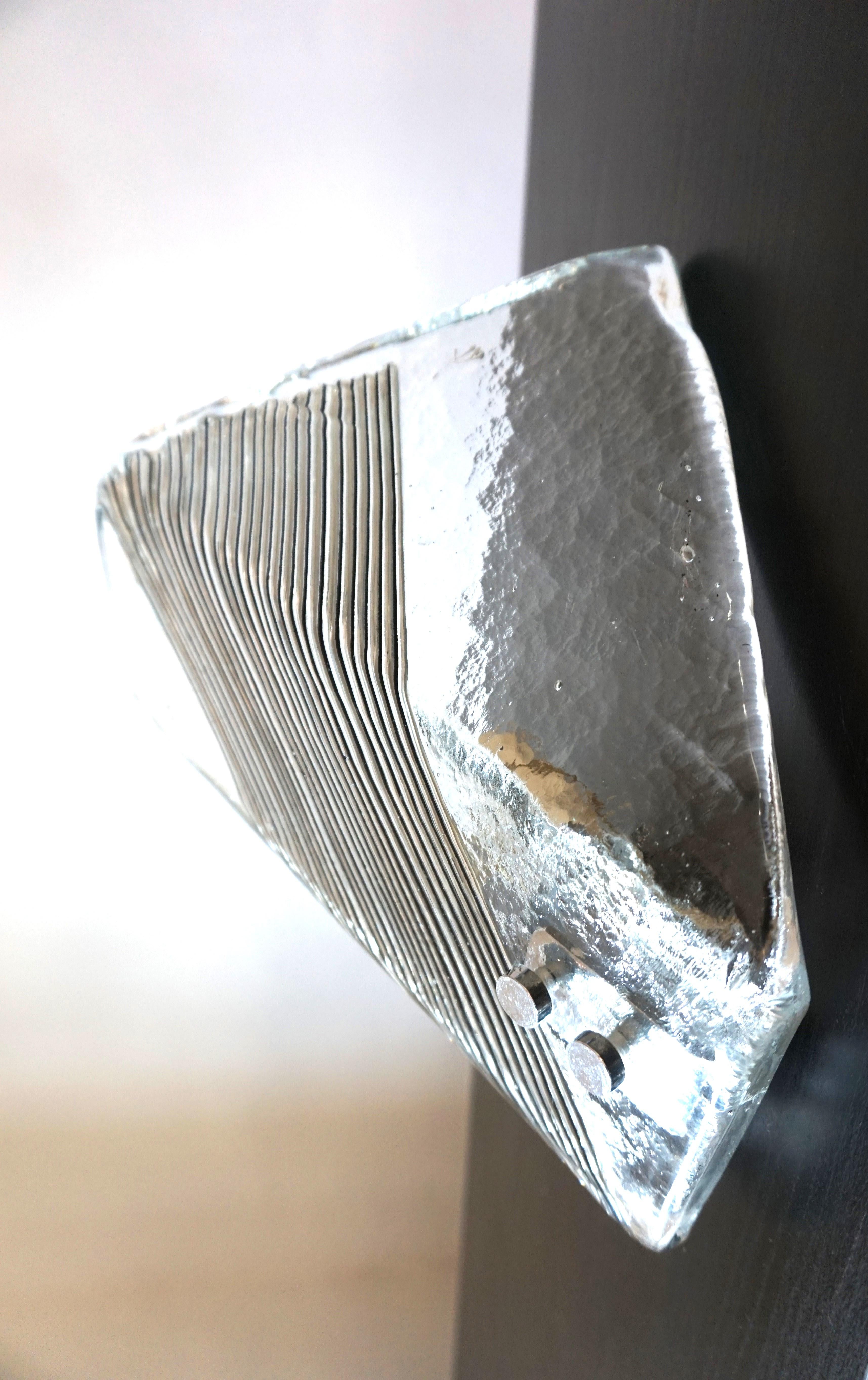 Lampada da parete in vetro ghiaccio di Vetri Murano, 1970 in vendita 8