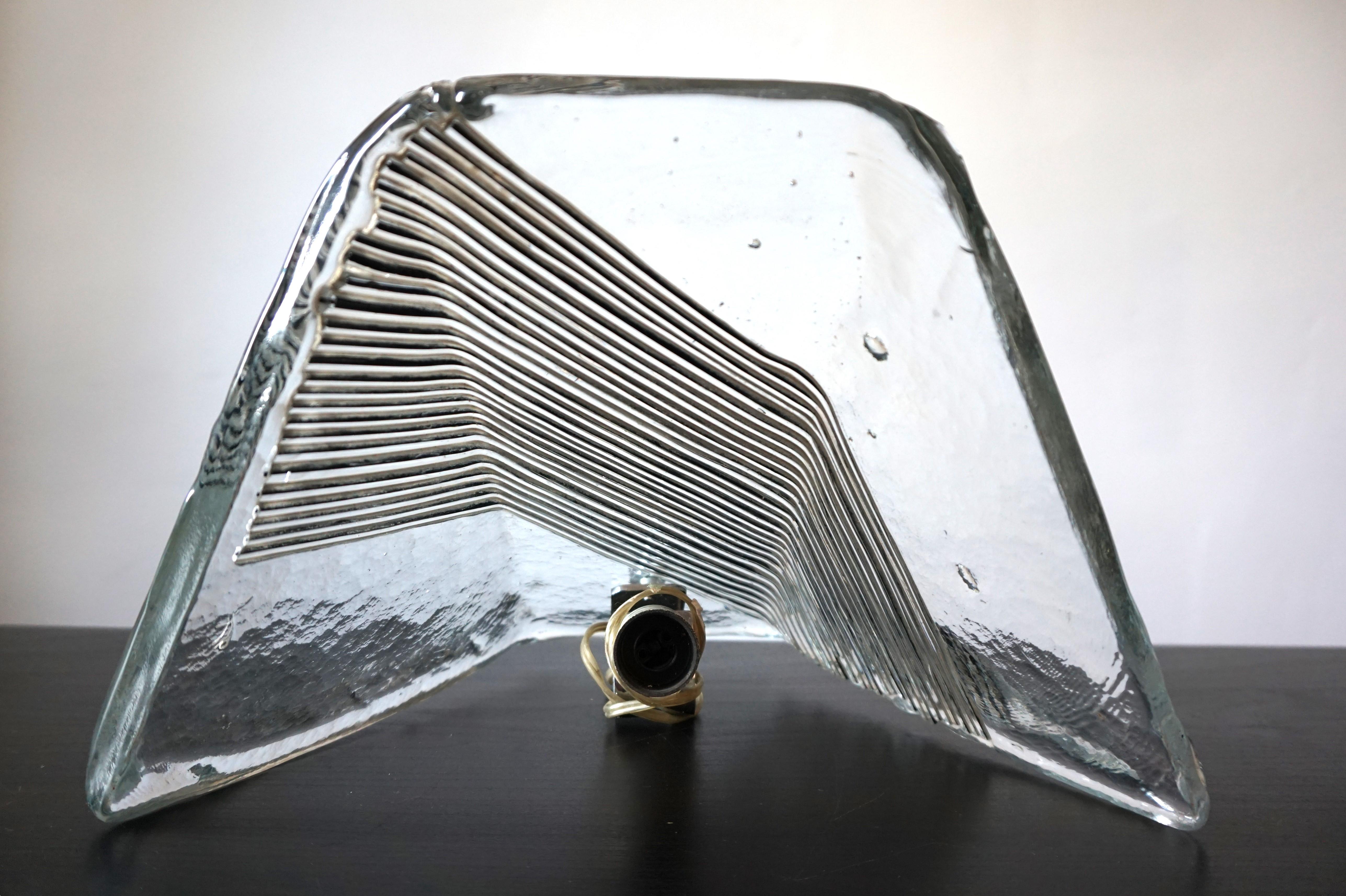 Vetro di Murano Lampada da parete in vetro ghiaccio di Vetri Murano, 1970 in vendita