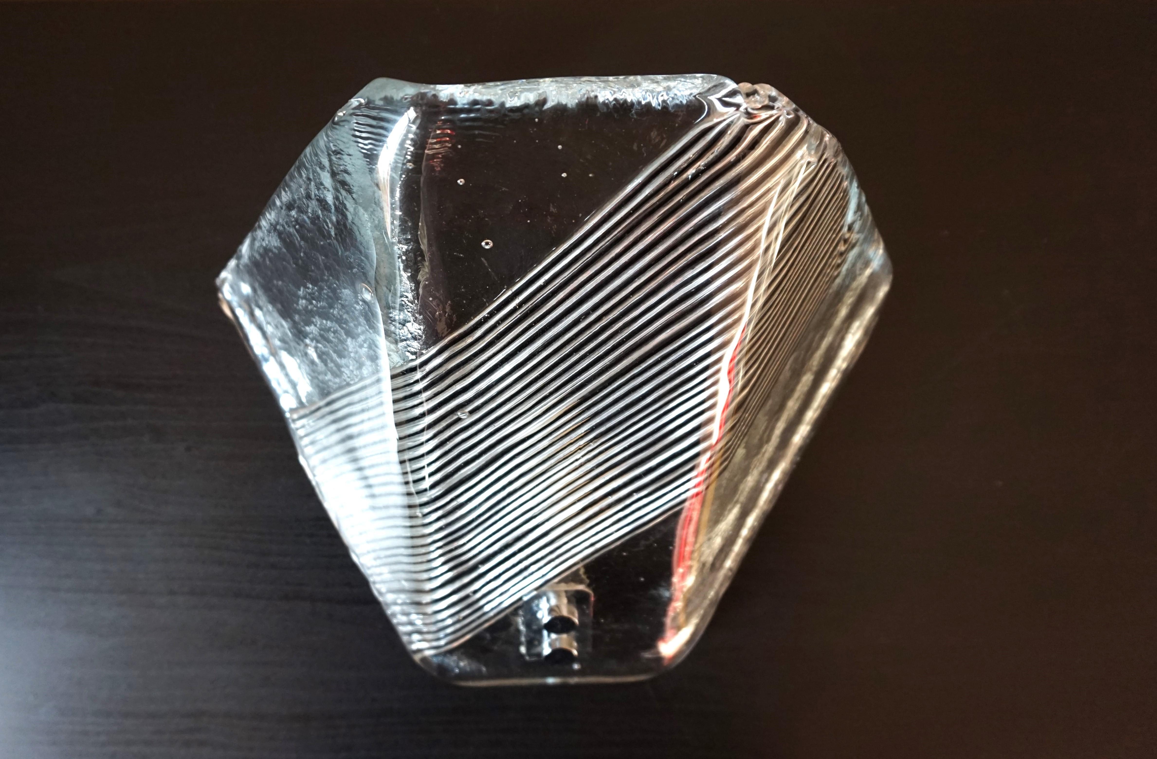 Lampada da parete in vetro ghiaccio di Vetri Murano, 1970 in vendita 2