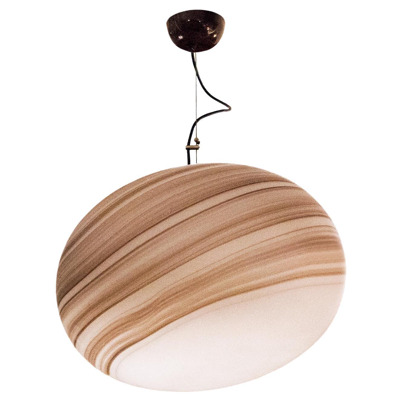 Vetri Murano Large lampe pendante en verre dépoli Italie 1970