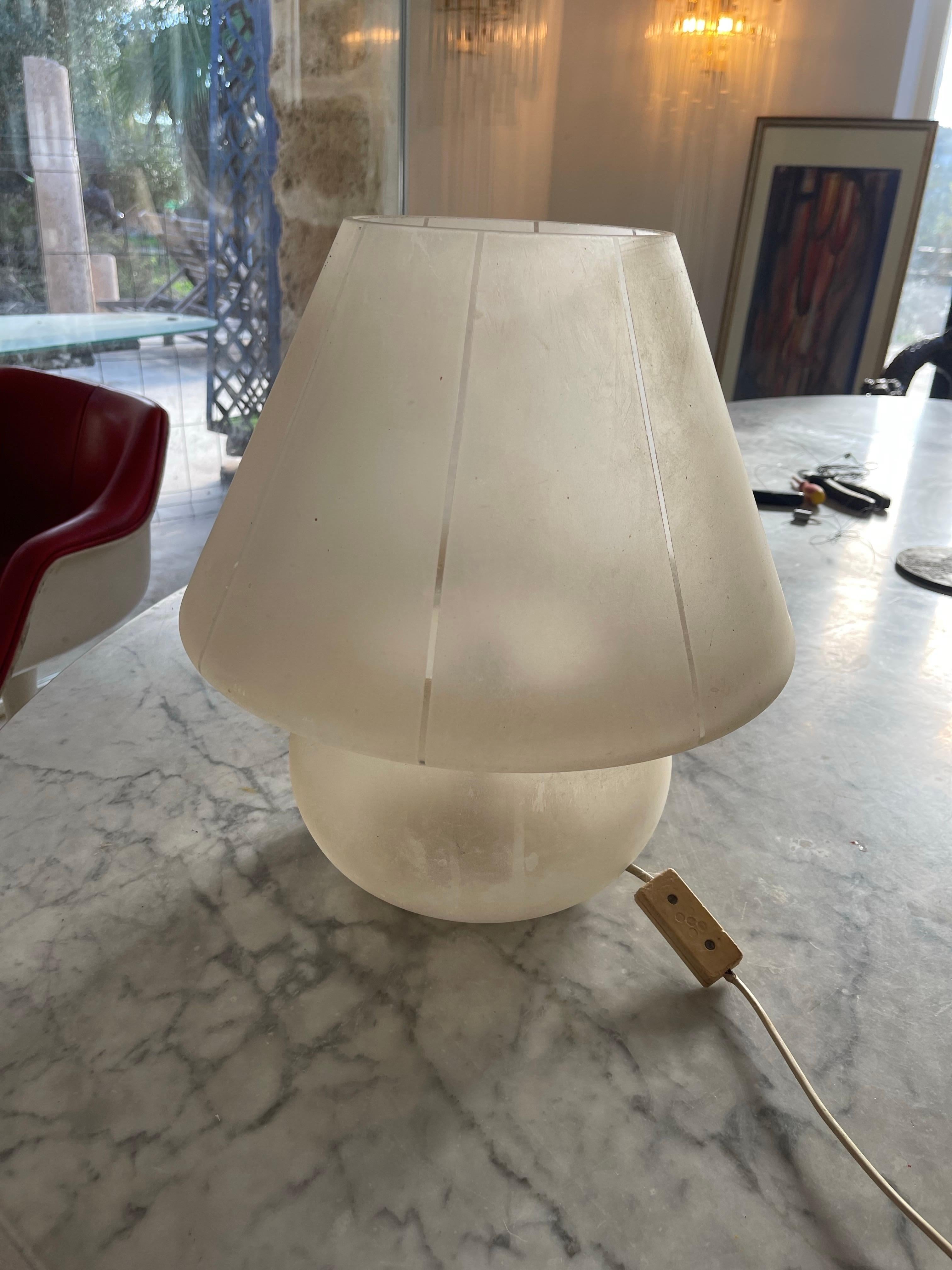 Verre d'art Vetri Murano Lampe de table en verre de Murano en forme de champignon , italien 1980 en vente