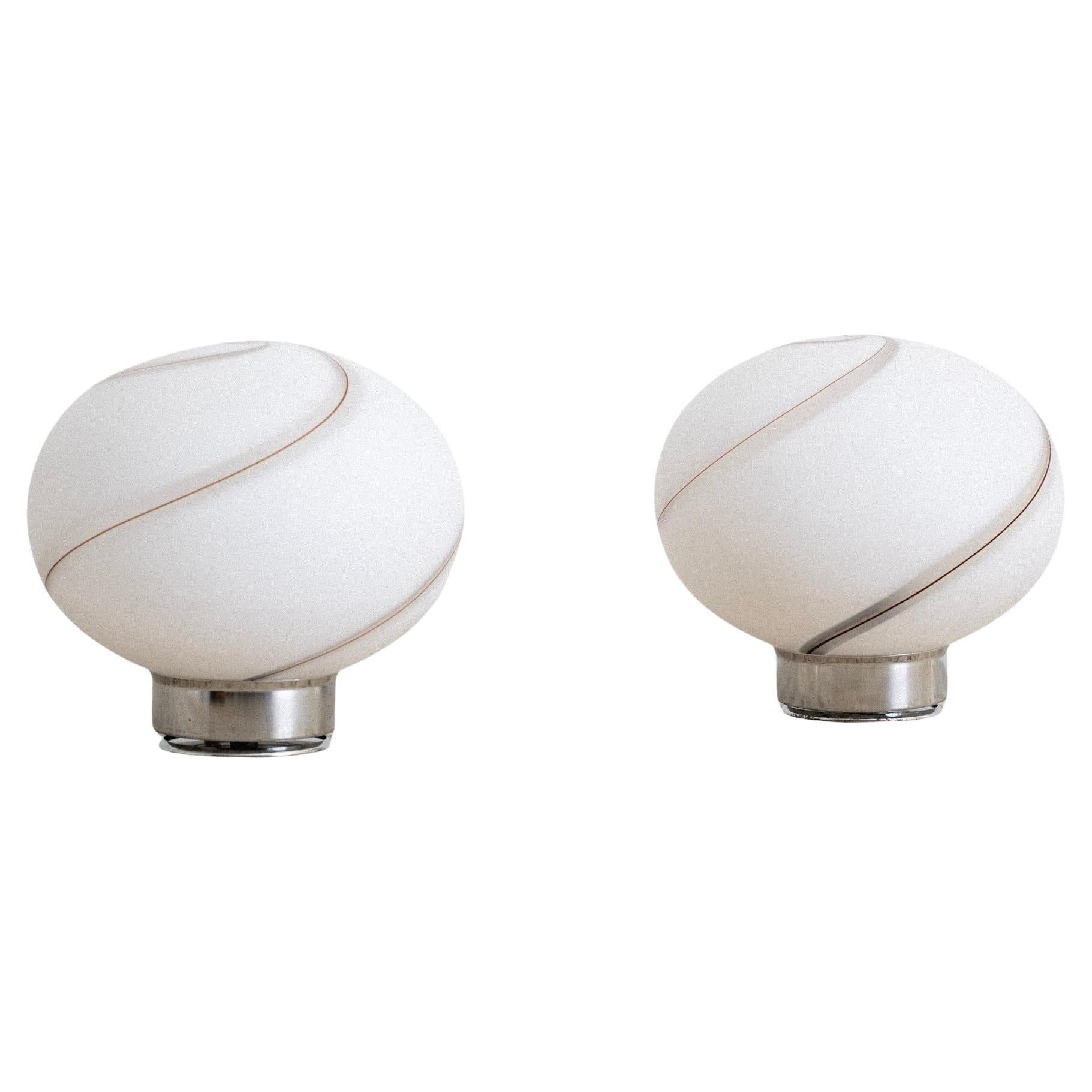 Vetri Murano "Swirl" Globe Table Lamp, a Pair For Sale