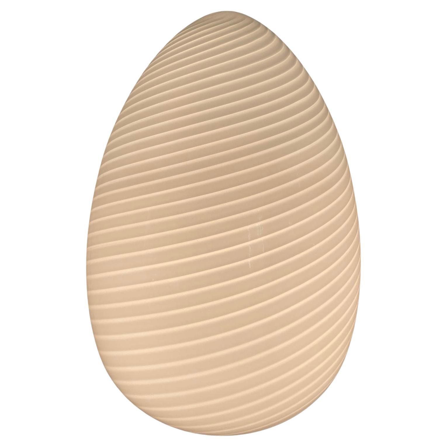 Lampada da tavolo a forma di EGG sovradimensionata di Vetri Murano White Swirl Italy 1970