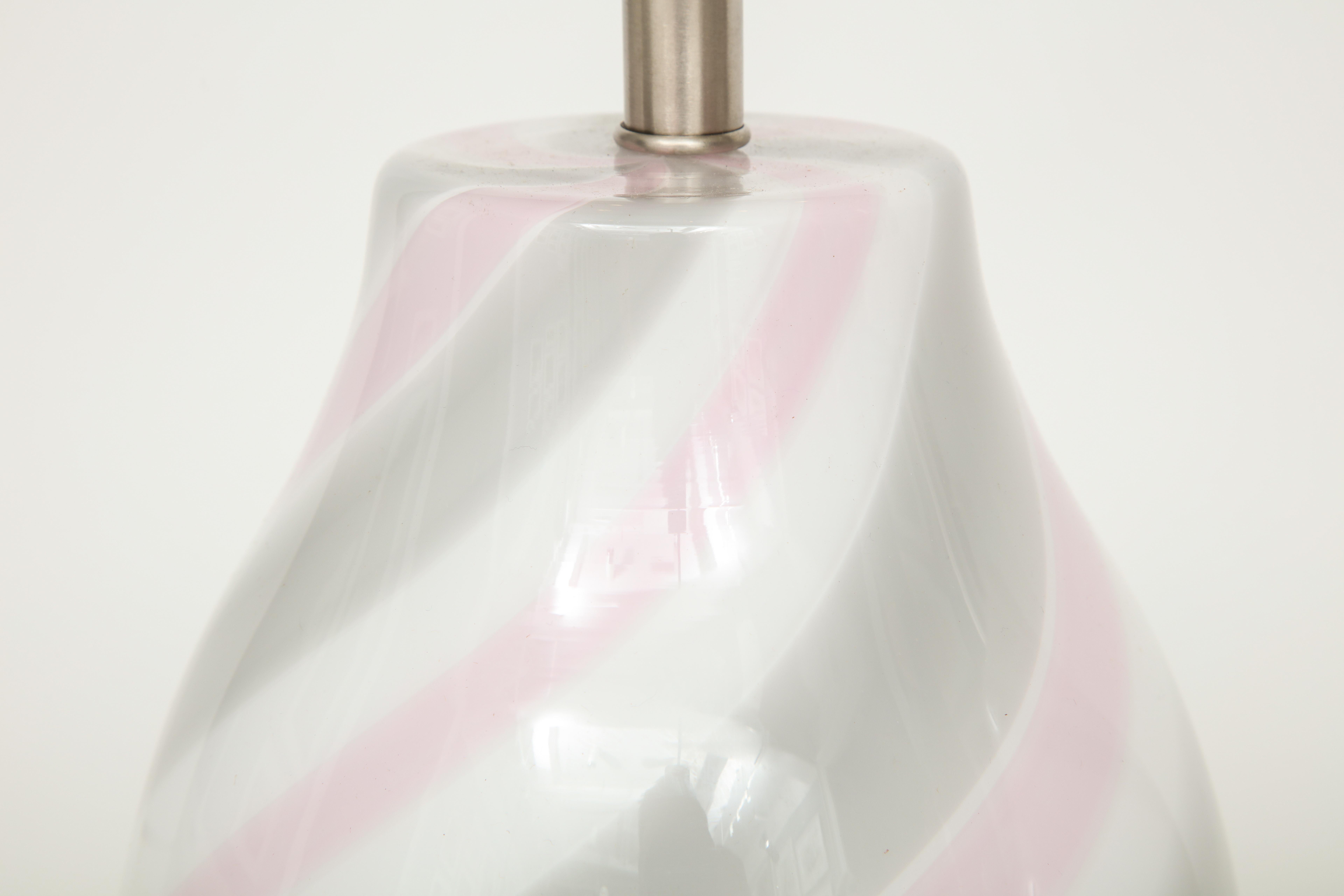 Vetri Pink, Grey, White Murano Glass Lamps In Excellent Condition In New York, NY