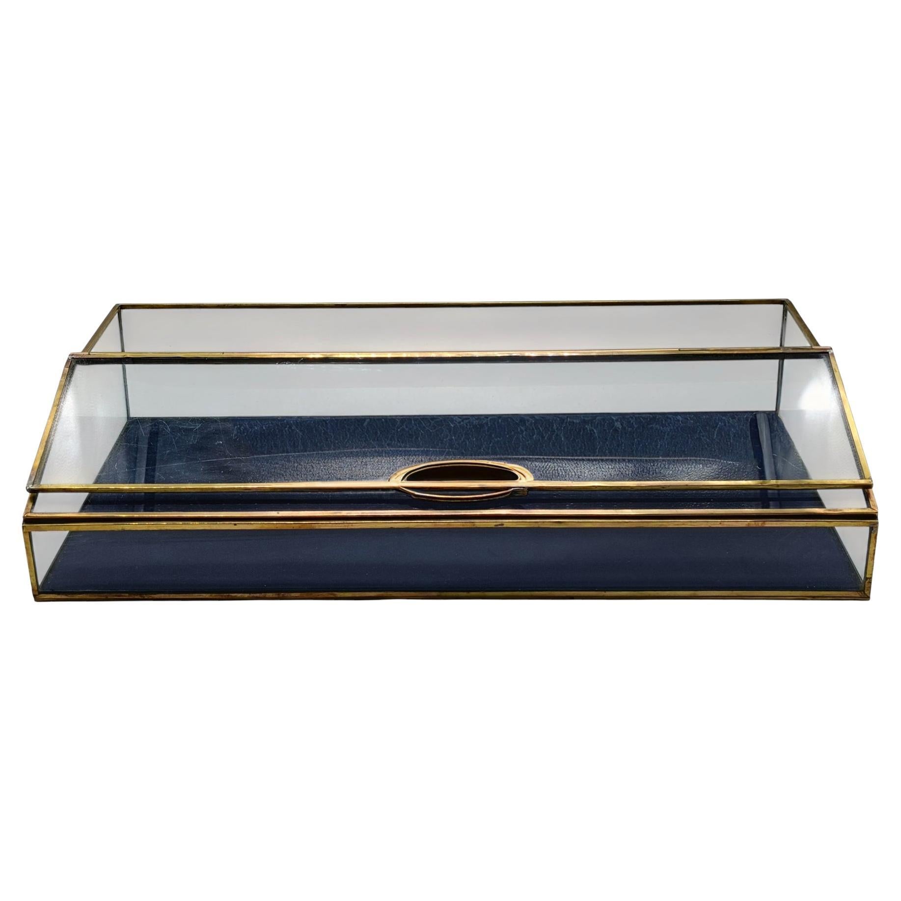 Brass and Glass Table Display Case, Italy 1950s For Sale