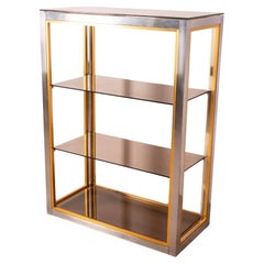 Vetrina etagere Vintage anni 70 ottone e vetro design Renato Zevi