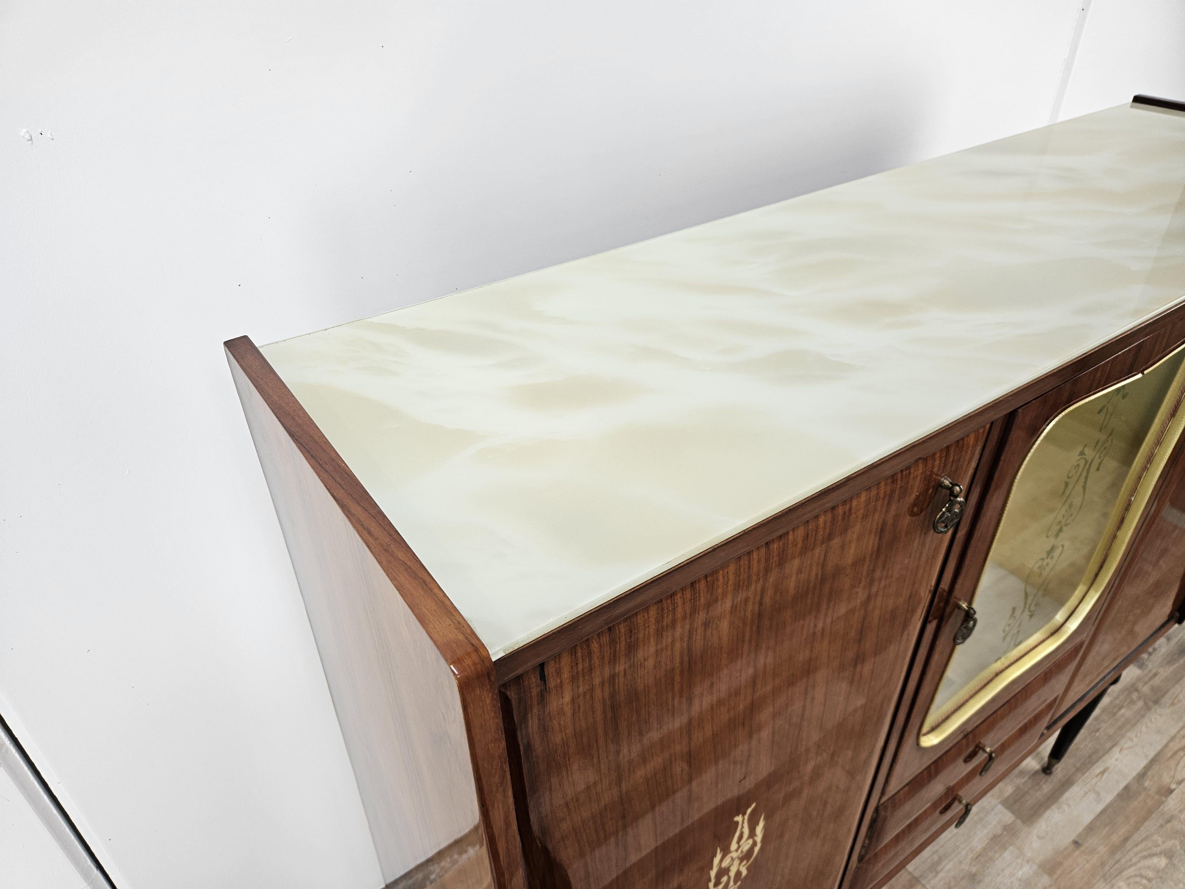 Mid-20th Century Italian Mid Century mahogany-covered display case with glass top 1960s For Sale