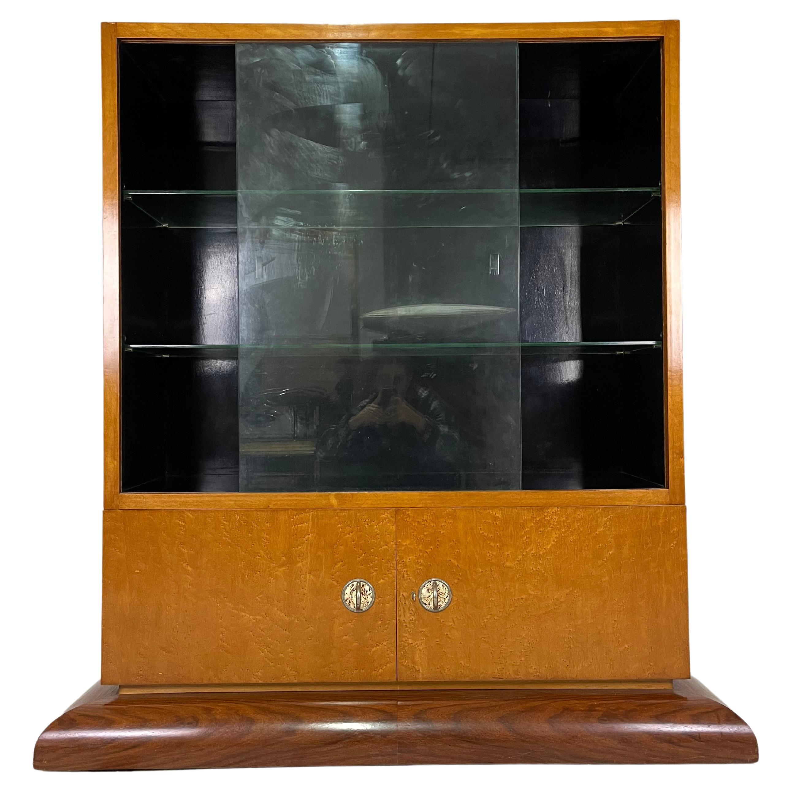 Showcase briar wood glass deco 60' years For Sale