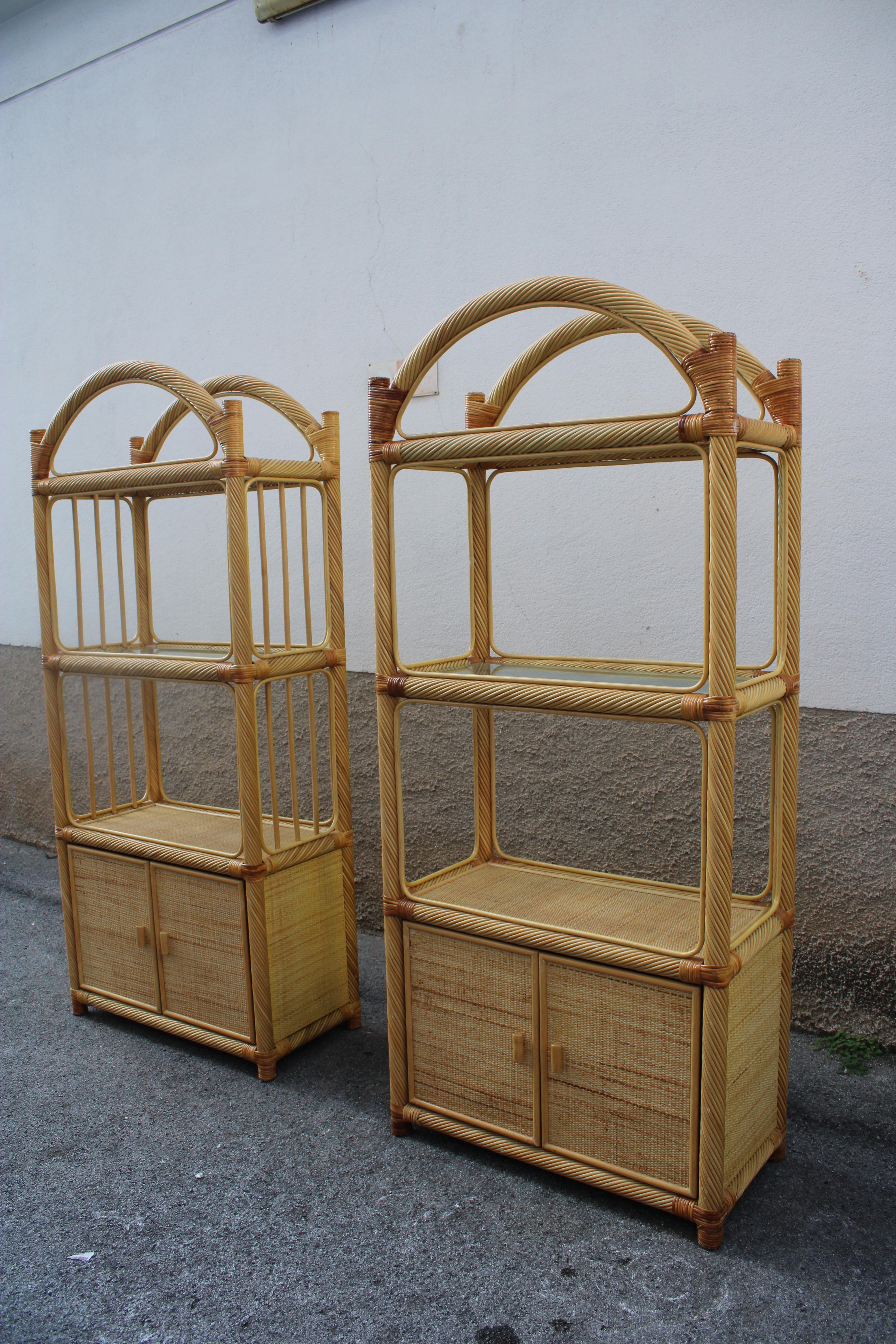 Wicker and Bamboo Display Shelves Italy 1970 Southern Nurseries For Sale 4