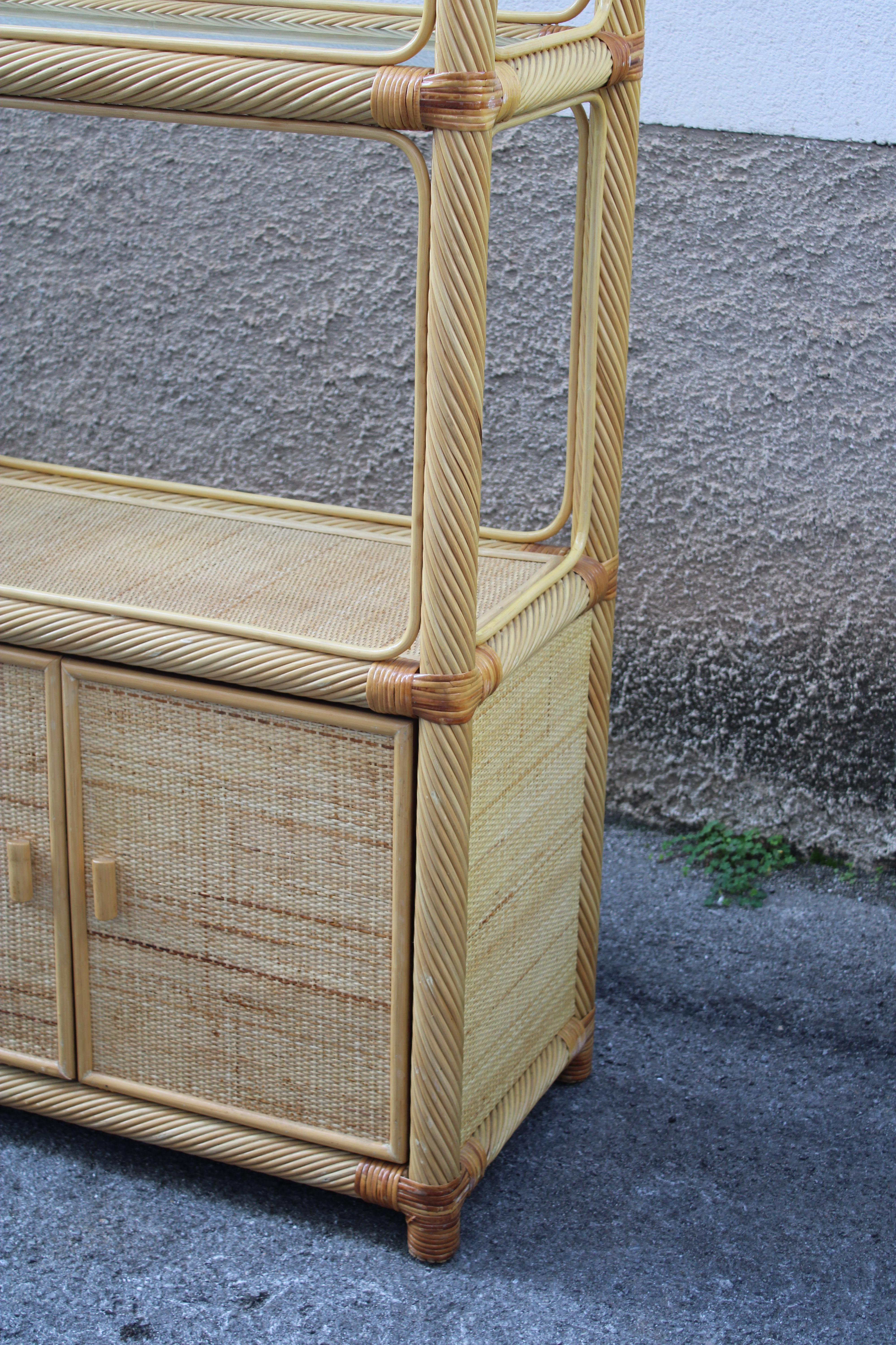 Wicker and Bamboo Display Shelves Italy 1970 Southern Nurseries For Sale 5