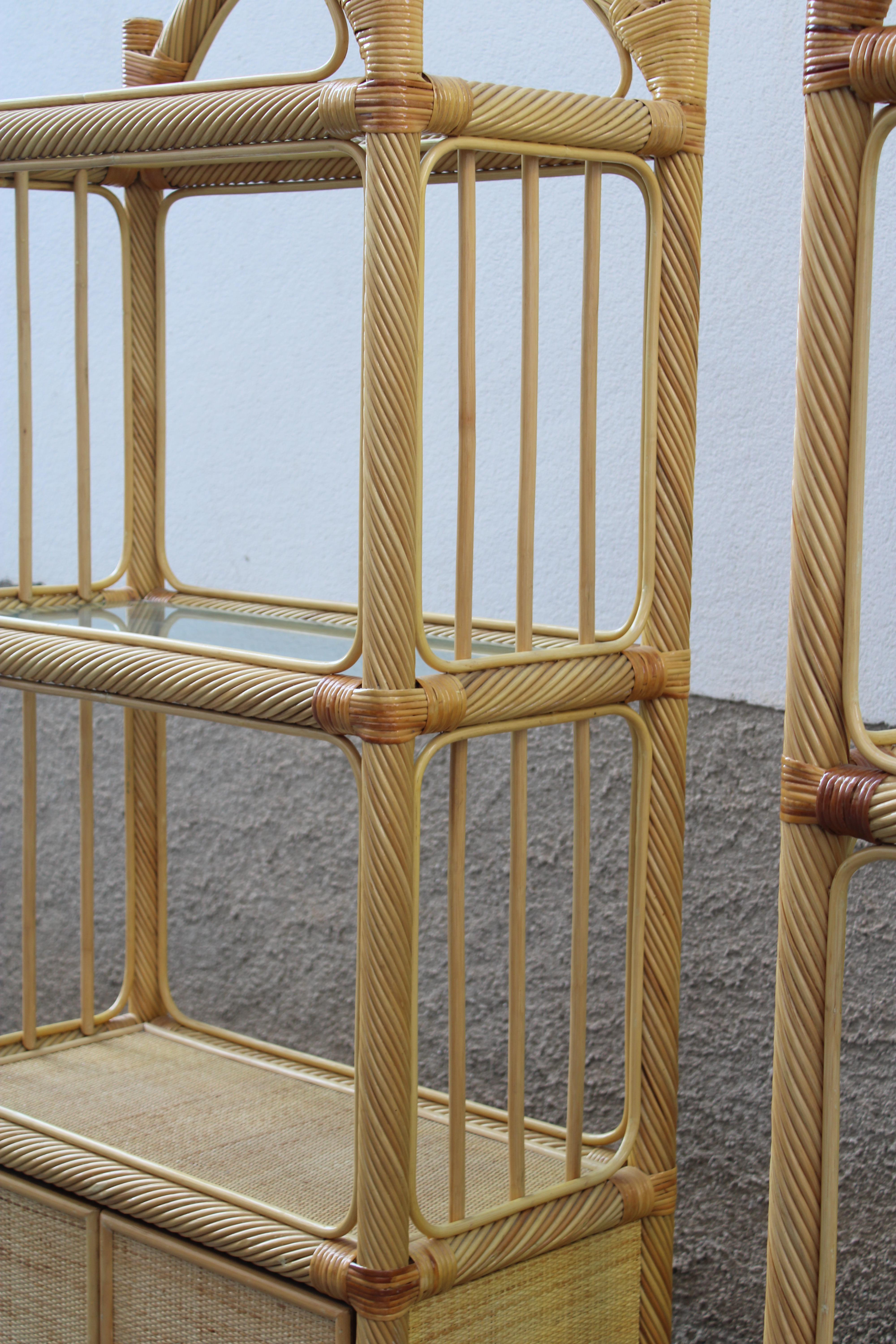 Wicker and Bamboo Display Shelves Italy 1970 Southern Nurseries For Sale 6