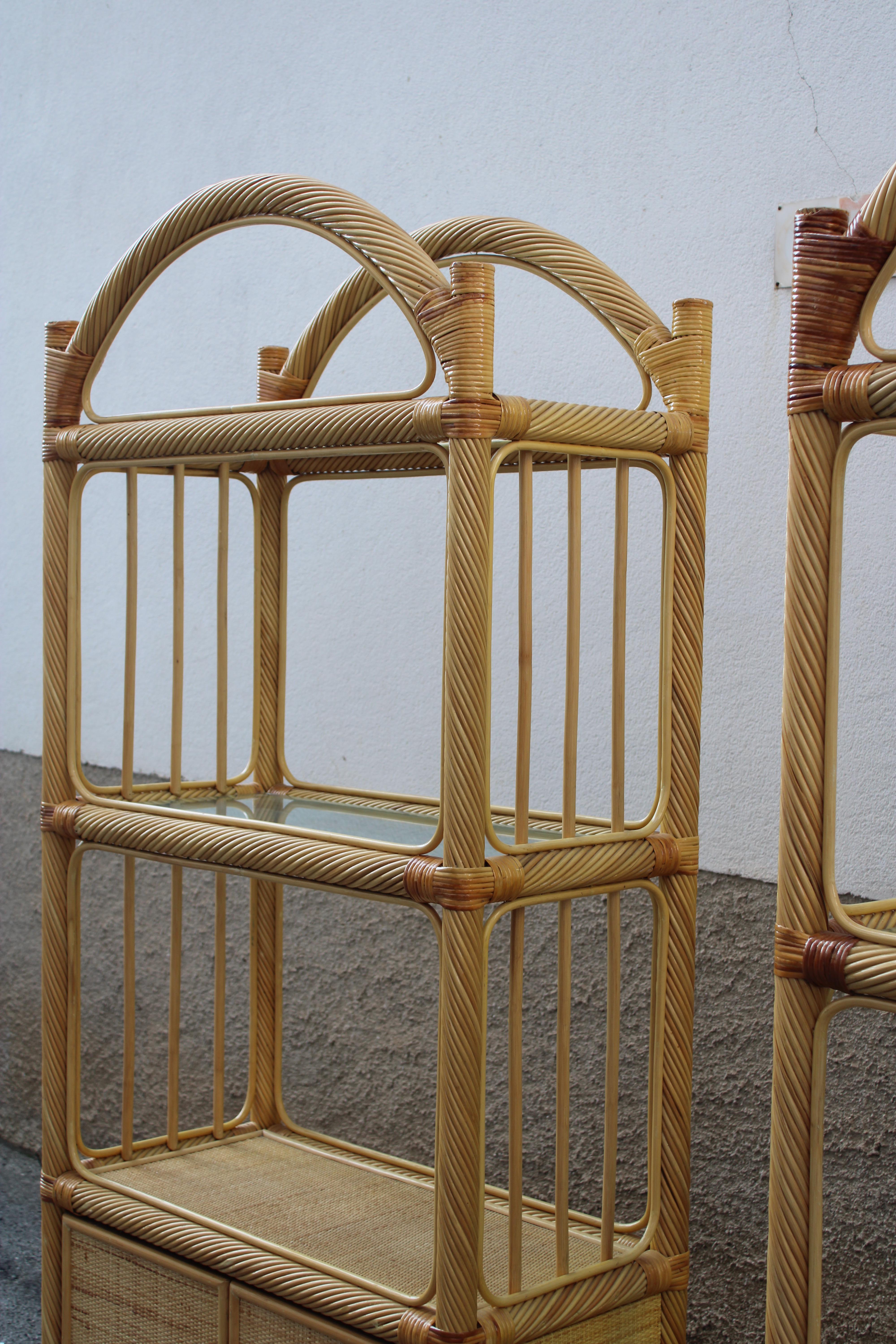 Wicker and Bamboo Display Shelves Italy 1970 Southern Nurseries For Sale 7