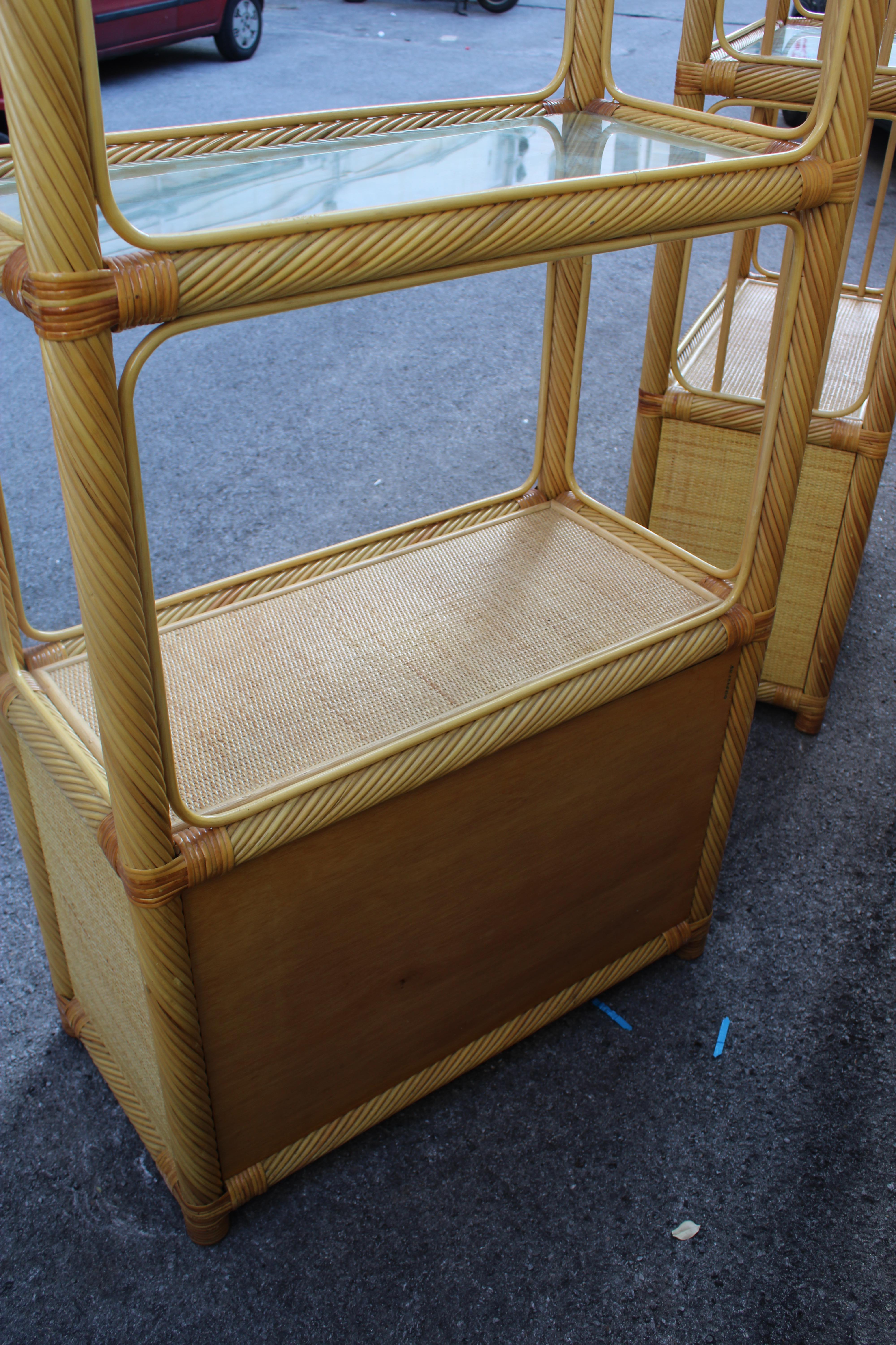 Wicker and Bamboo Display Shelves Italy 1970 Southern Nurseries For Sale 8