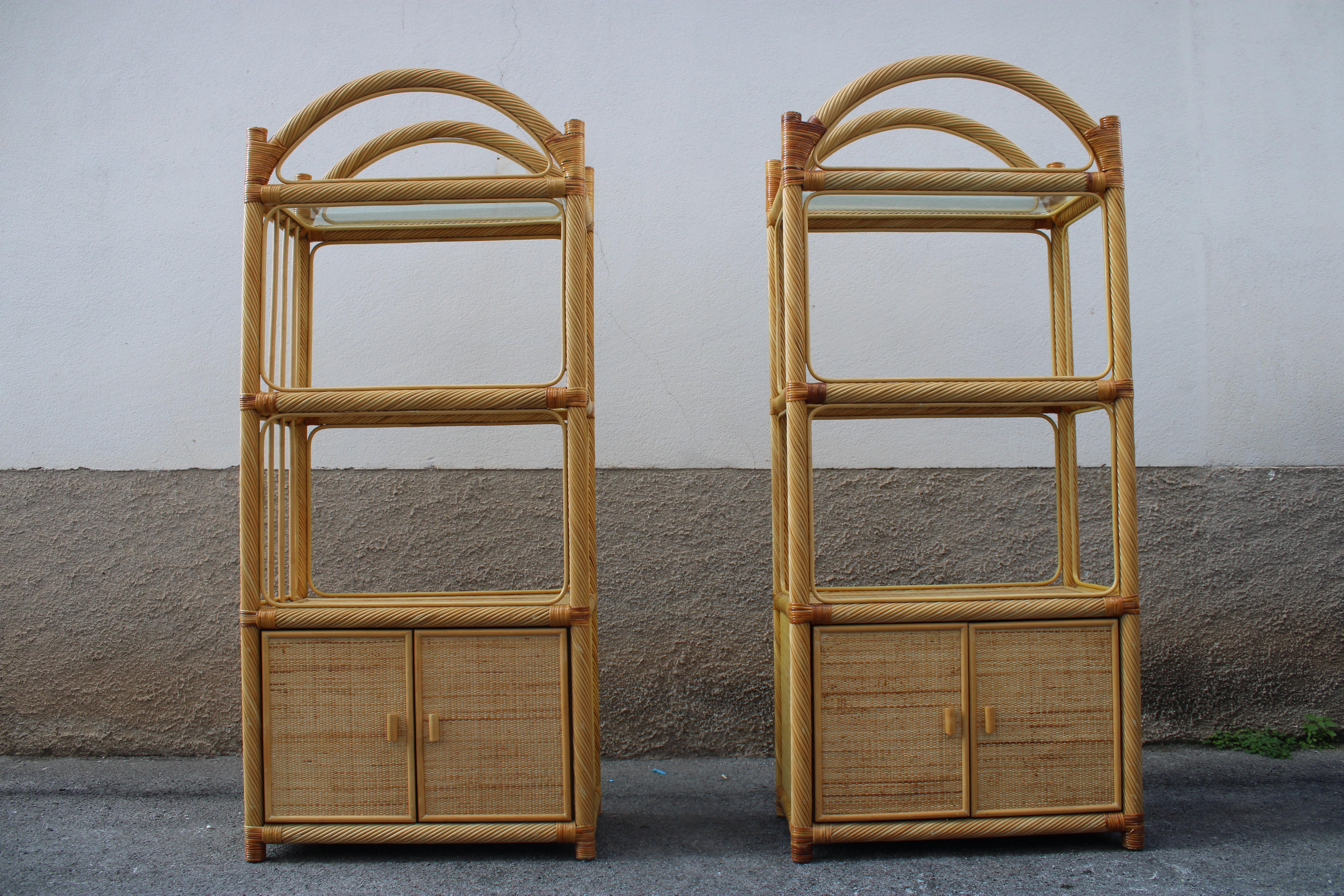 Wicker and Bamboo Display Shelves Italy 1970 Southern Nurseries For Sale 13