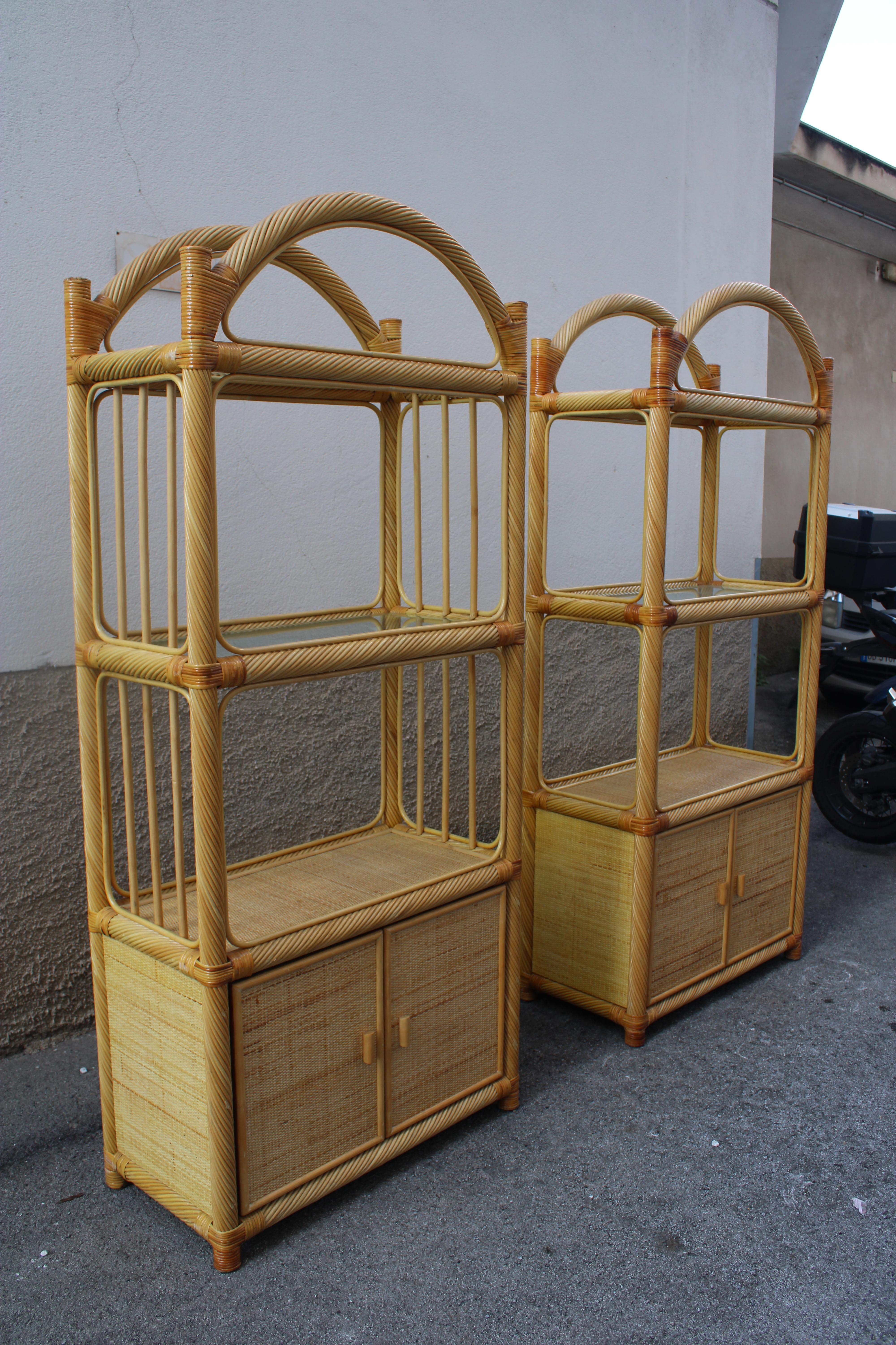 Wicker and Bamboo Display Shelves Italy 1970 Southern Nurseries For Sale 2