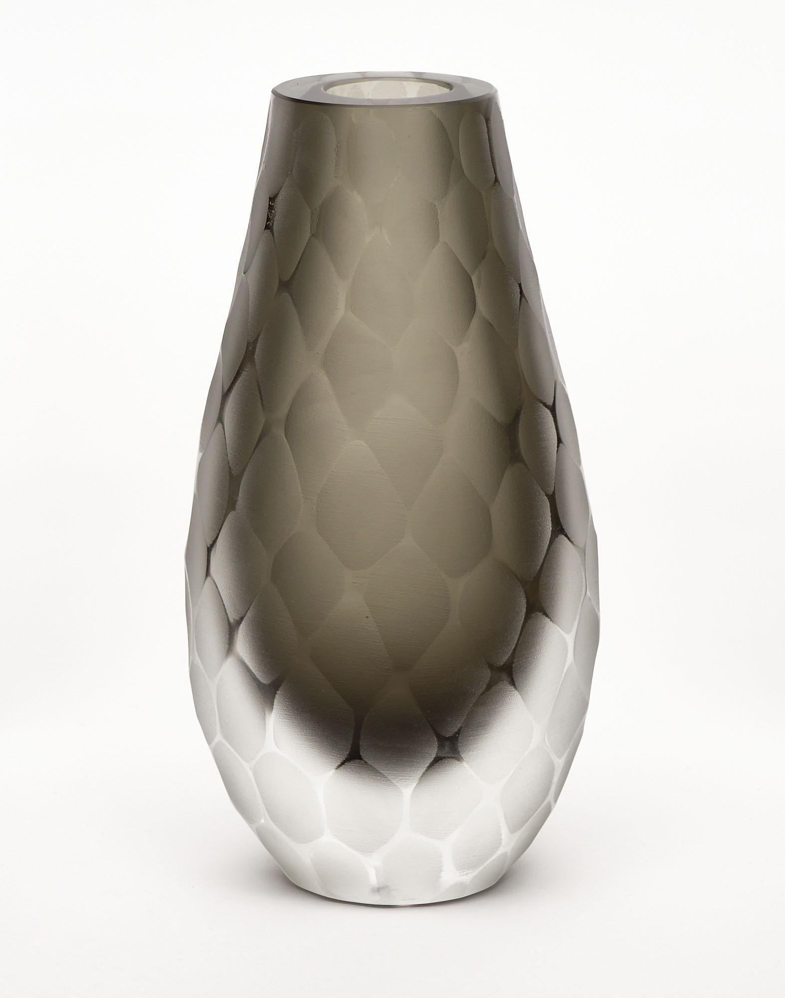 Mid-Century Modern “Vetro Battuto” Gray Murano Glass Vases