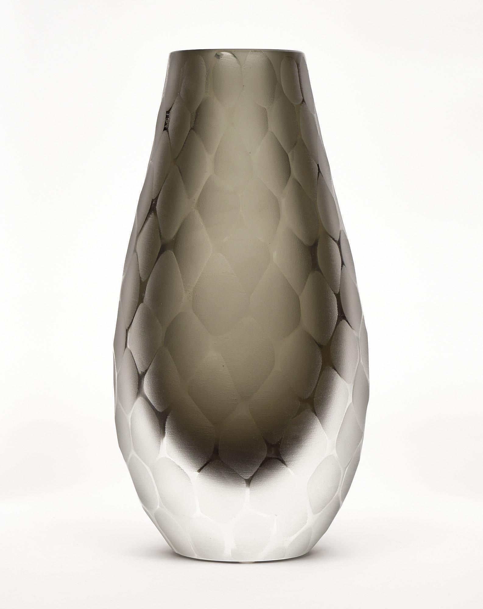 Italian “Vetro Battuto” Gray Murano Glass Vases