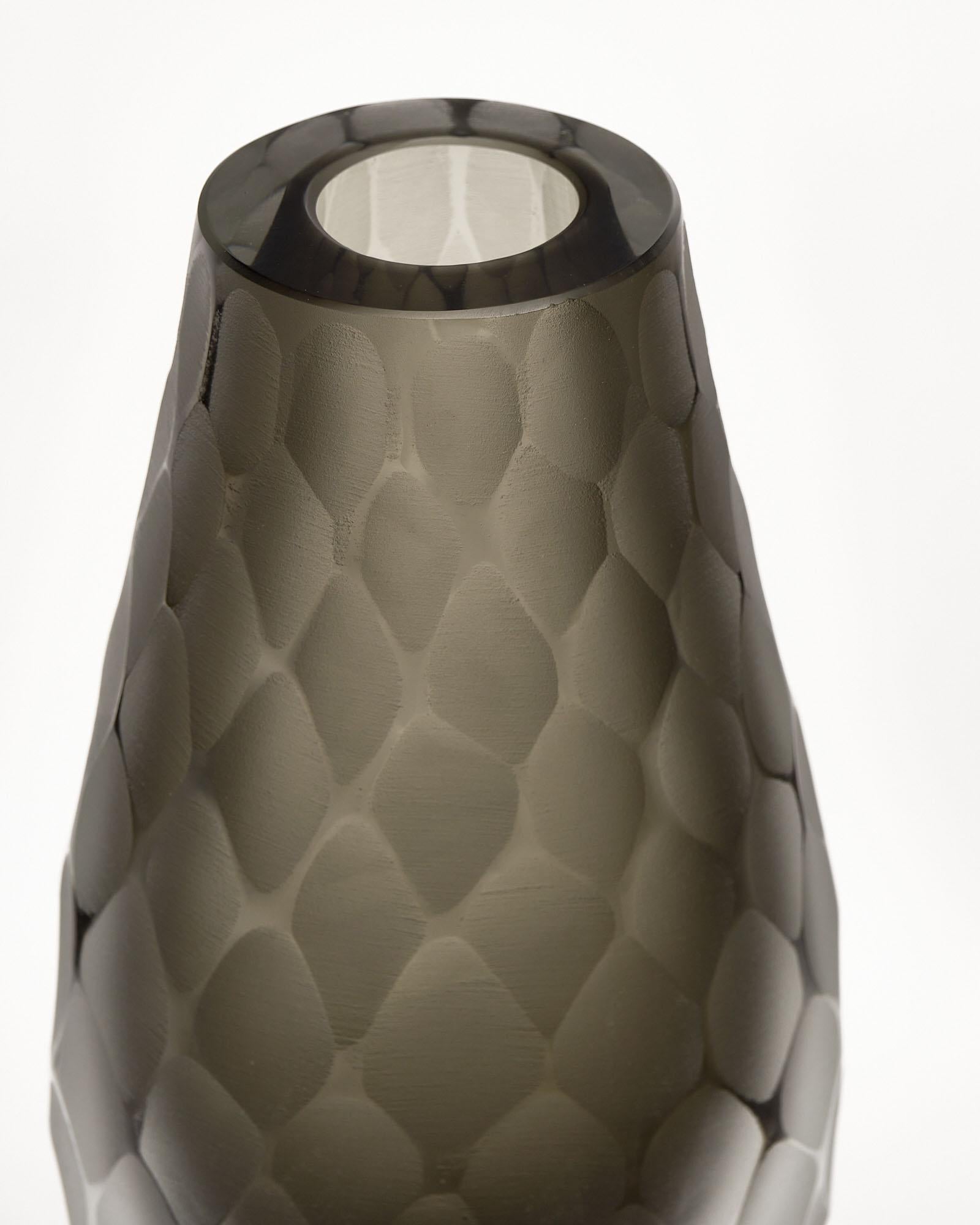 “Vetro Battuto” Gray Murano Glass Vases In Good Condition In Austin, TX