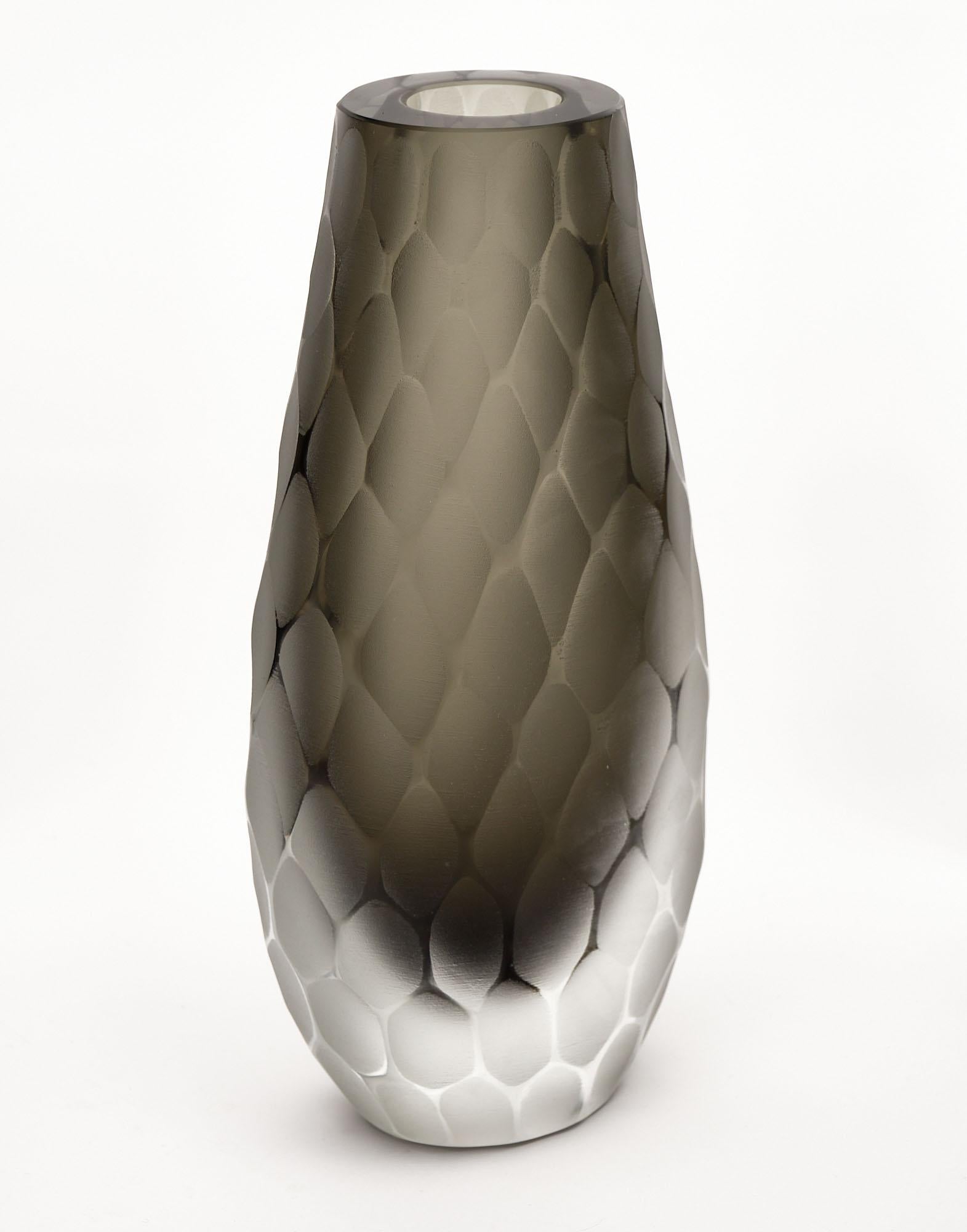 Contemporary “Vetro Battuto” Gray Murano Glass Vases