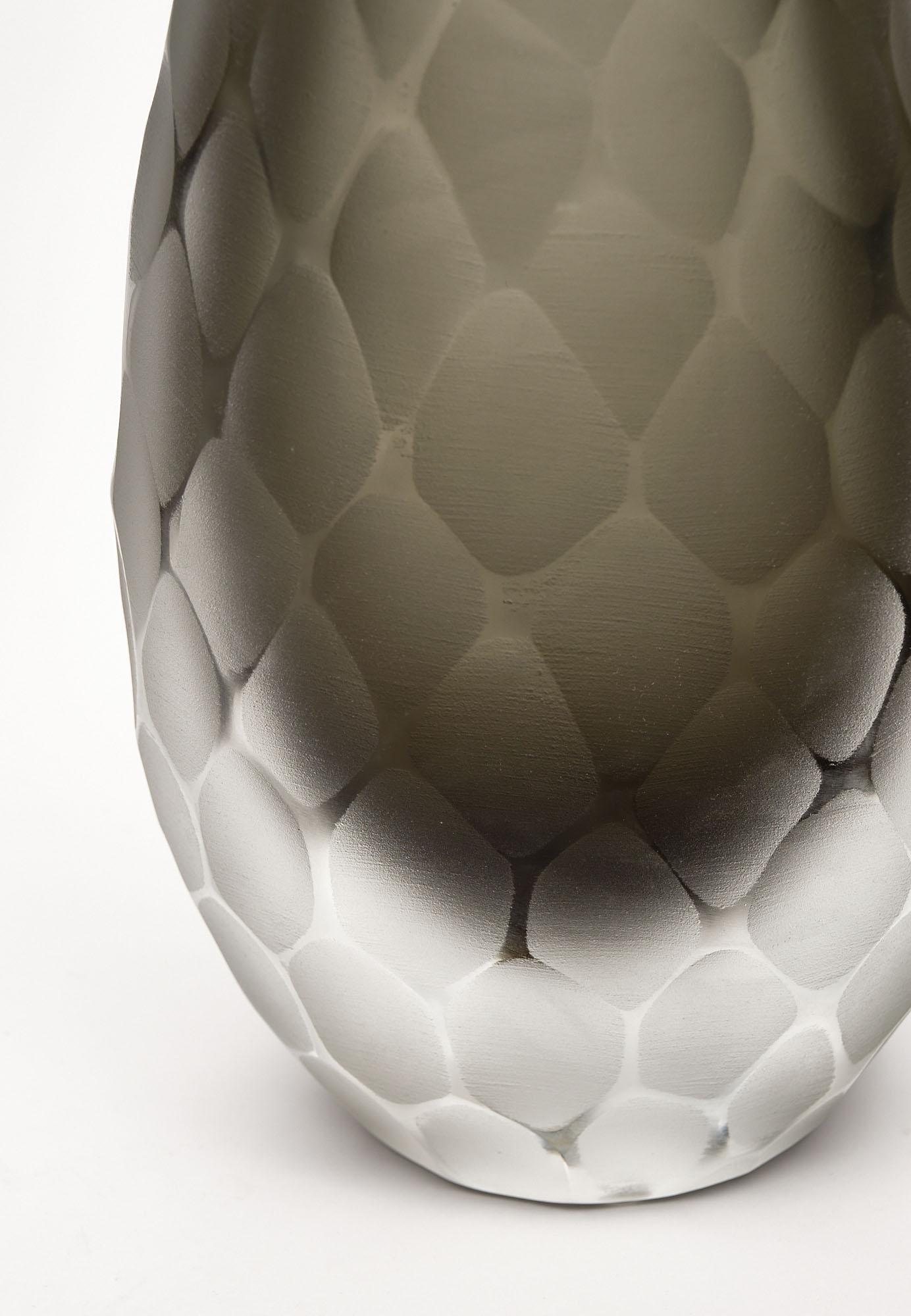 “Vetro Battuto” Gray Murano Glass Vases 2