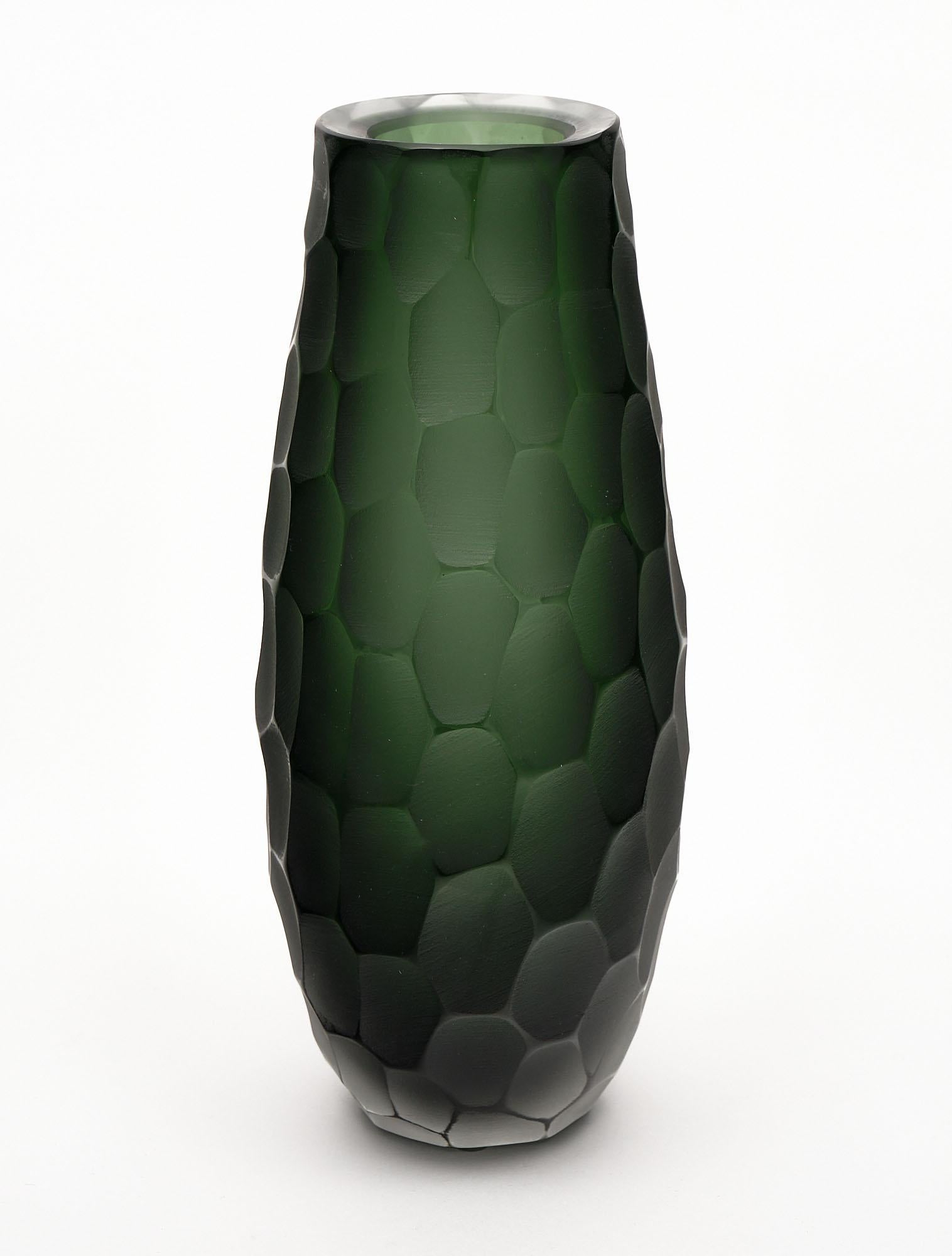 “Vetro Battuto” Green Murano Glass Vases 1