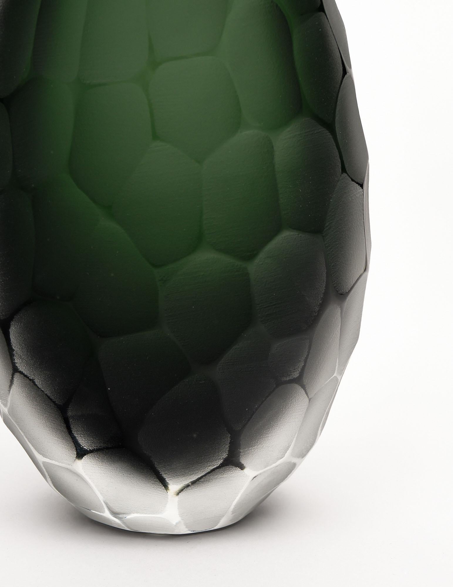 “Vetro Battuto” Green Murano Glass Vases 3