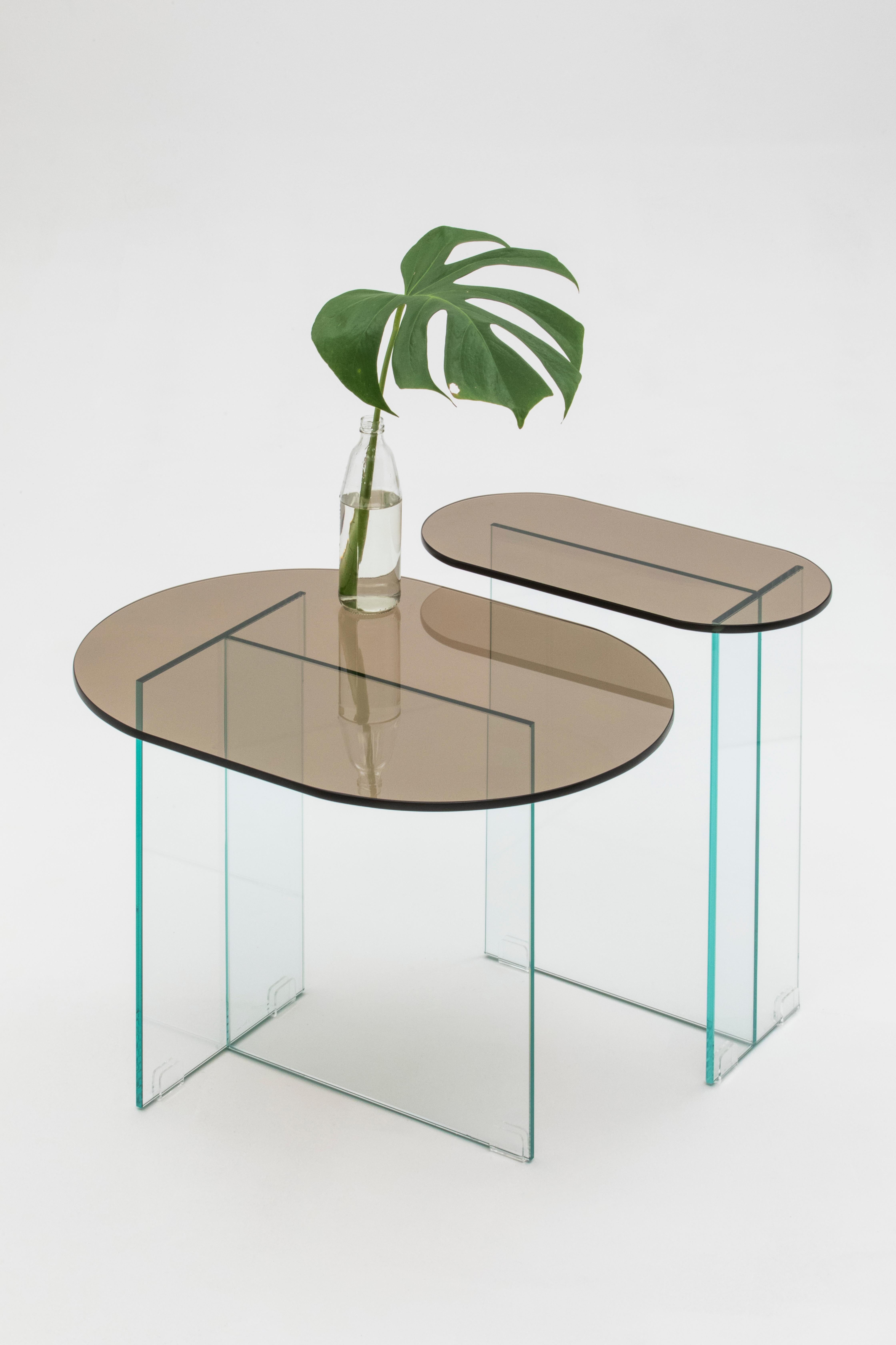 Minimalist Vetro Dark Bronze Side Table For Sale