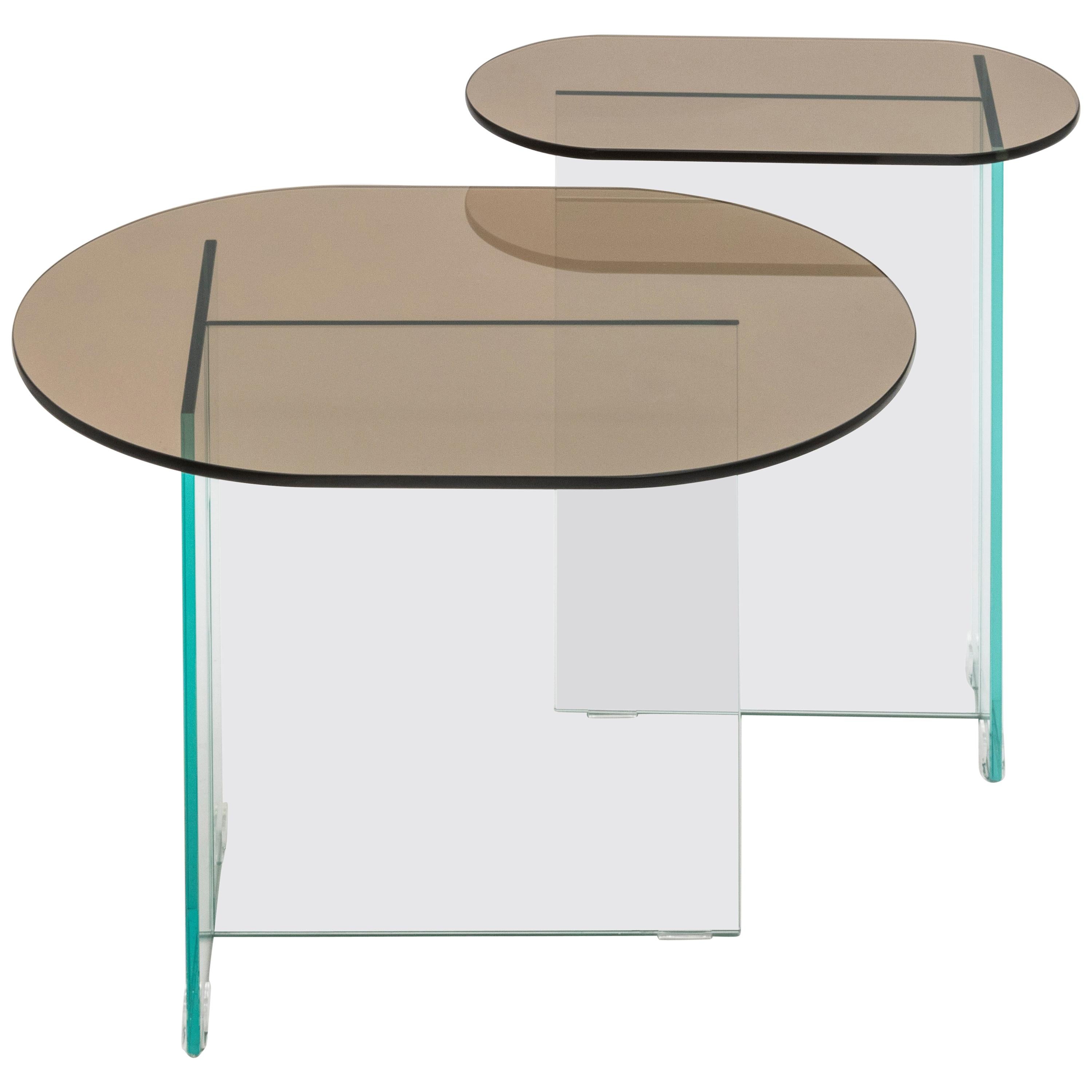 Vetro Dark Bronze Side Table For Sale